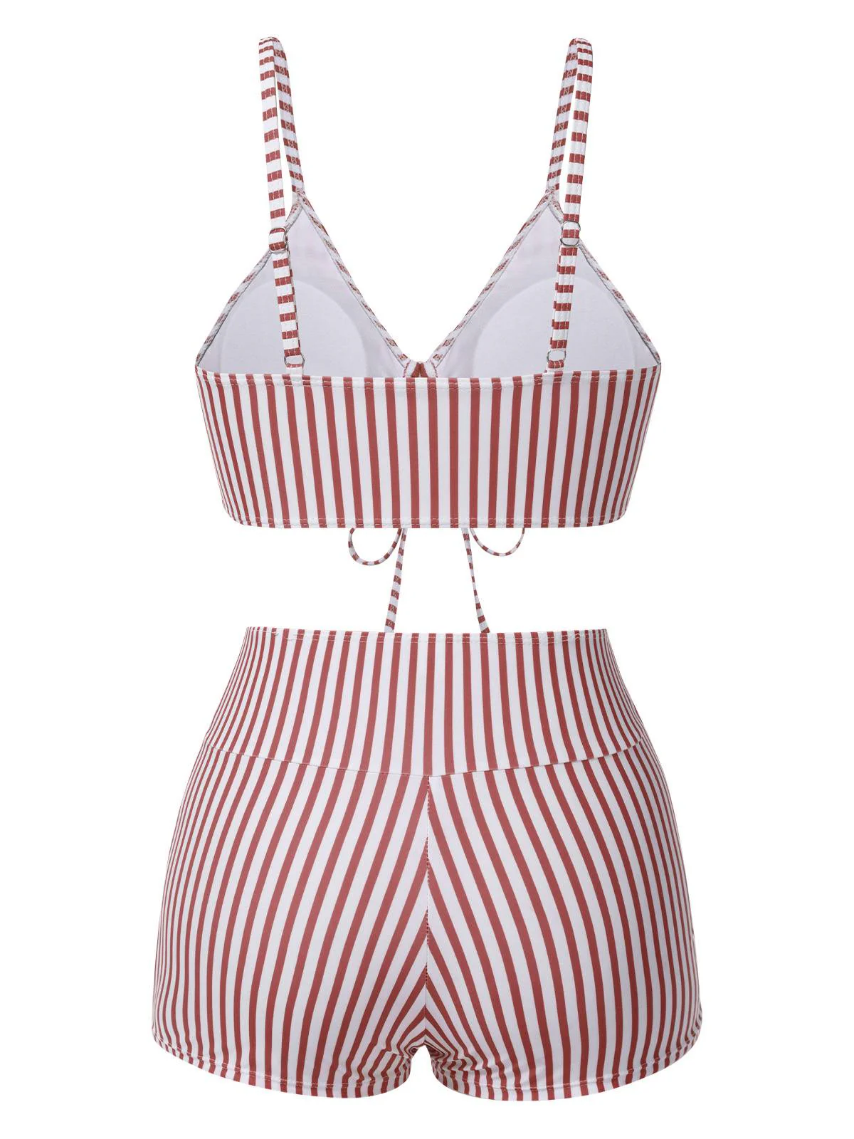 1930er Kordelzug Träger Vertikale Streifen Boxer Bikini - Image 5