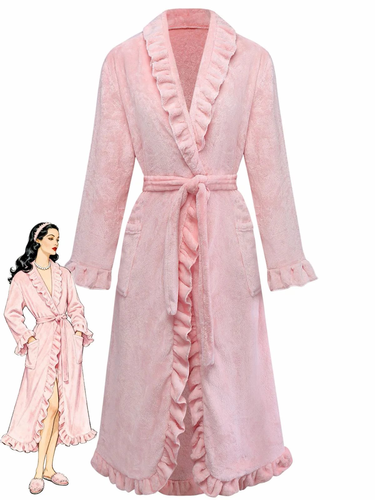 1930er Langarm Flanell Pajama Robe - Image 3