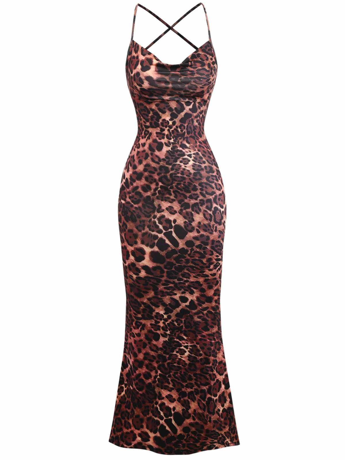 1930er Leopard Drucken Rückenfrei Spaghetti Träger Kleid - Image 2