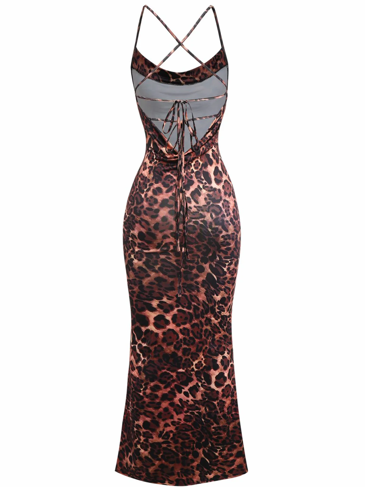 1930er Leopard Drucken Rückenfrei Spaghetti Träger Kleid - Image 3