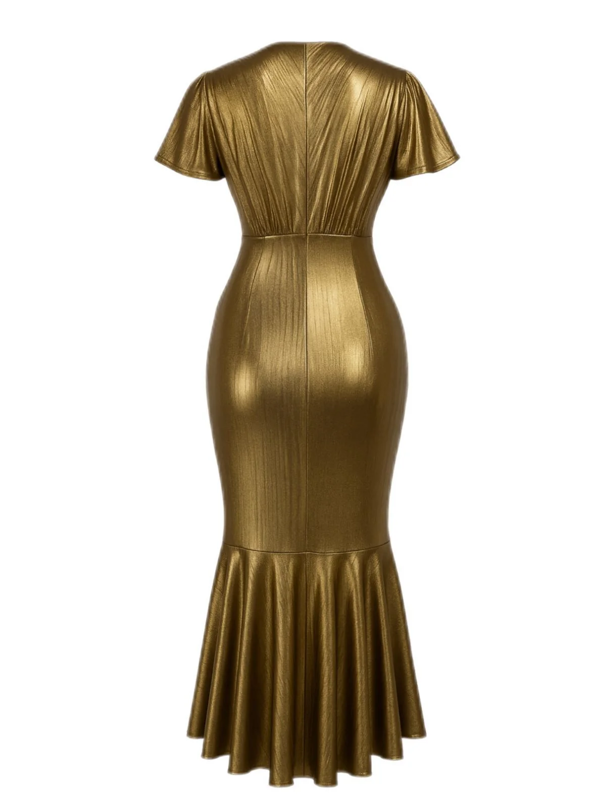 1930er Metallic Strukturiert Blumen Tailliert Fischschwanz Kleid - Image 4