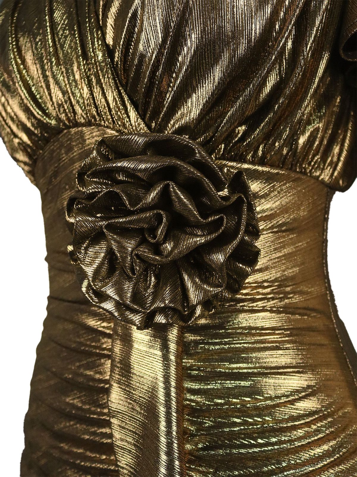 1930er Metallic Strukturiert Blumen Tailliert Fischschwanz Kleid - Image 5