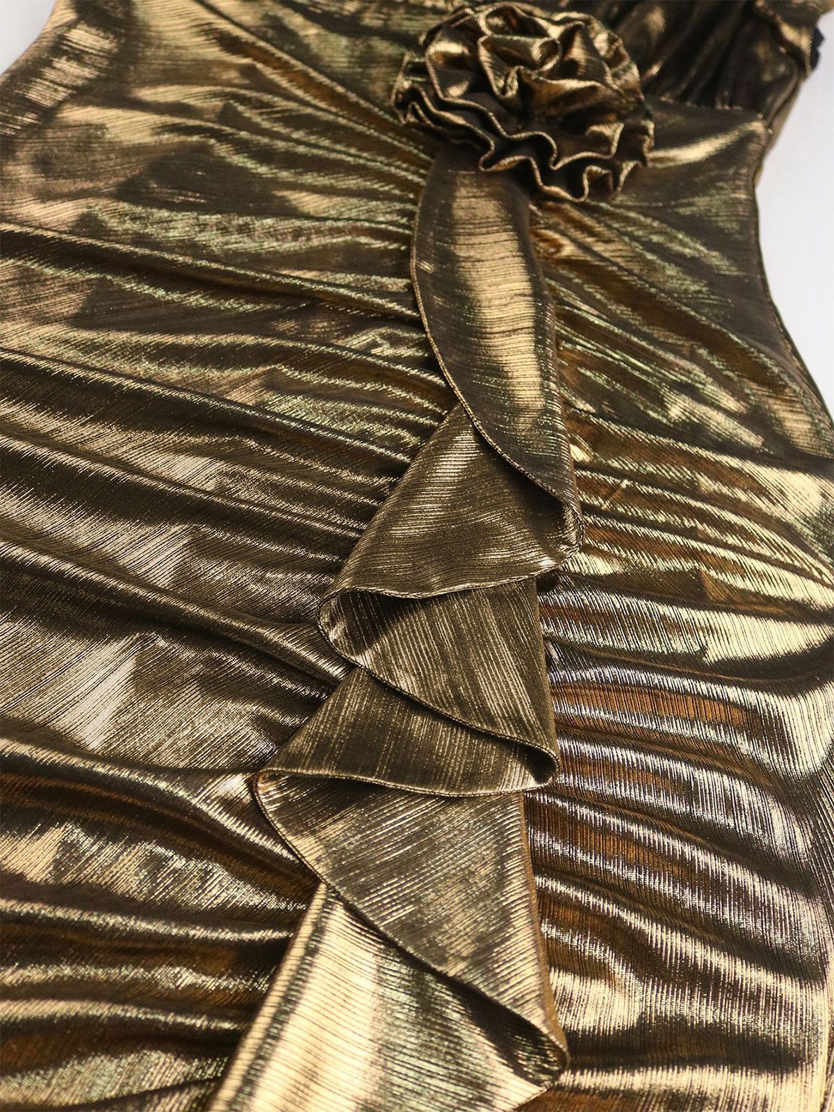 1930er Metallic Strukturiert Blumen Tailliert Fischschwanz Kleid - Image 6