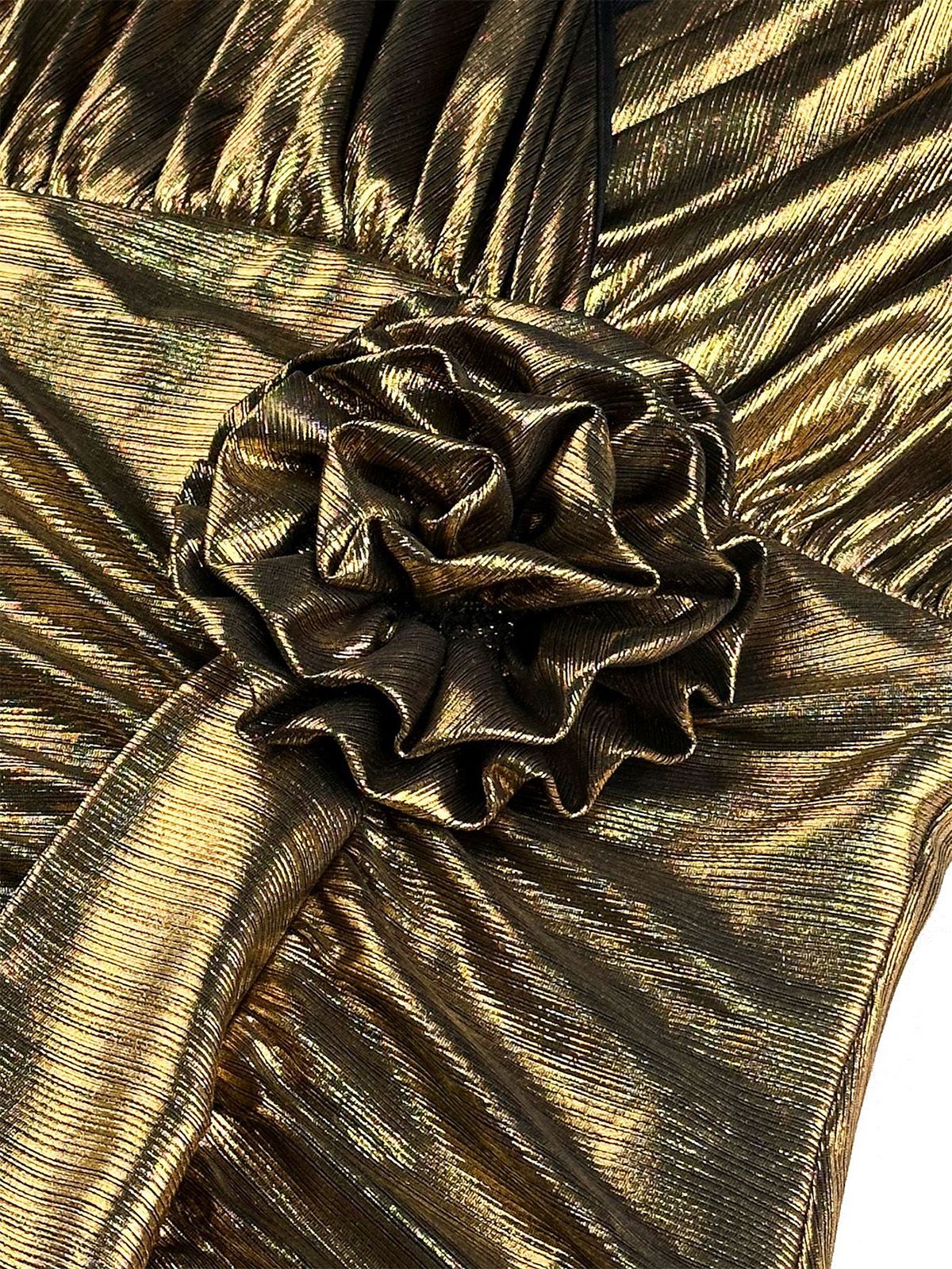 1930er Metallic Strukturiert Blumen Tailliert Fischschwanz Kleid - Image 7