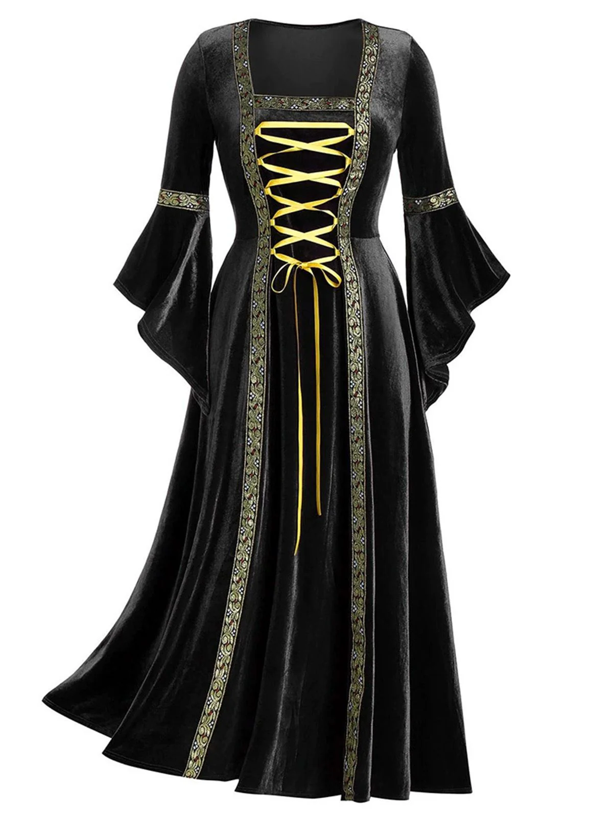 1930er Mittelalterliche Renaissance Samt Schnürung Kleid