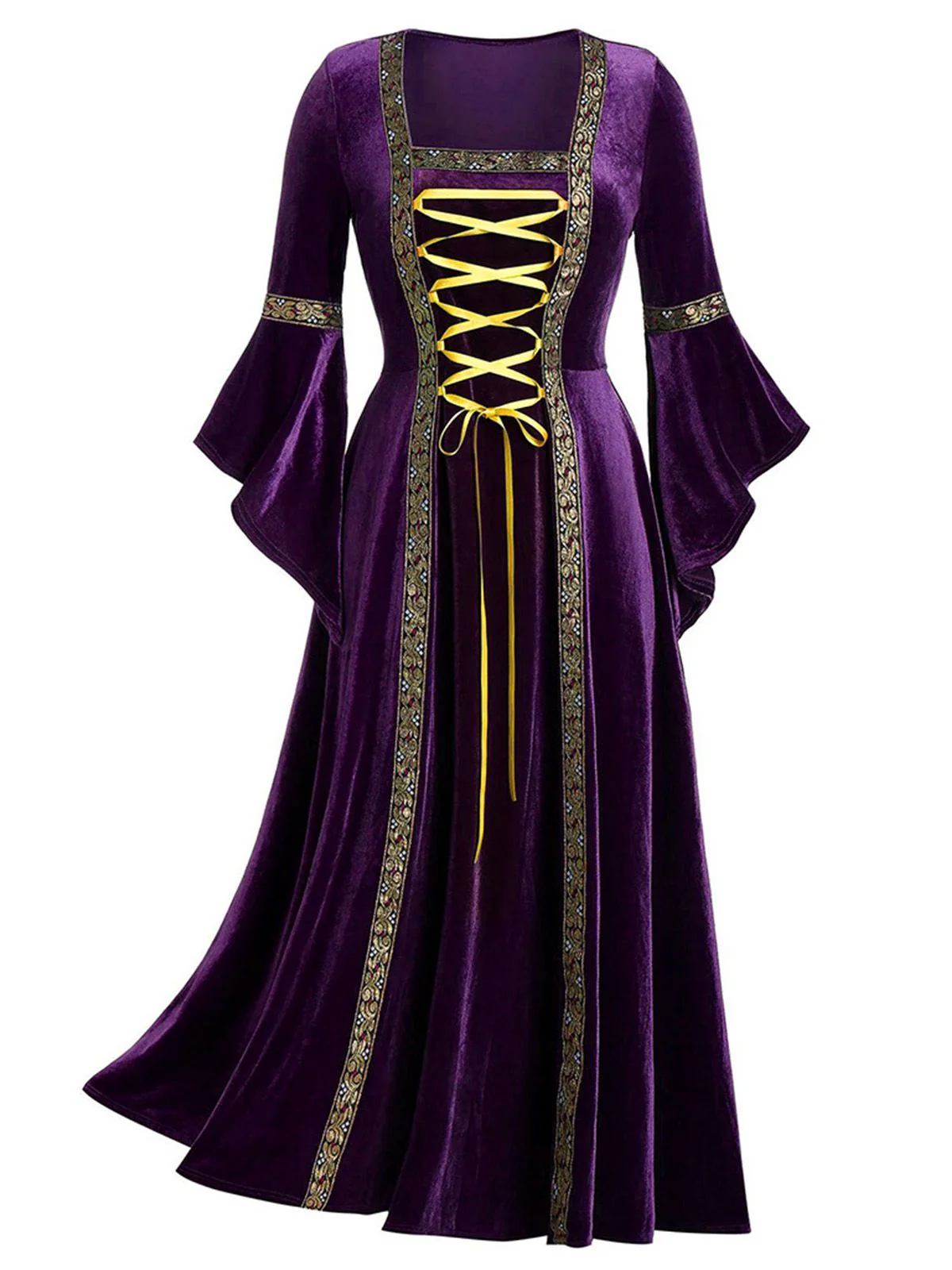 1930er Mittelalterliche Renaissance Samt Schnürung Kleid - Image 5