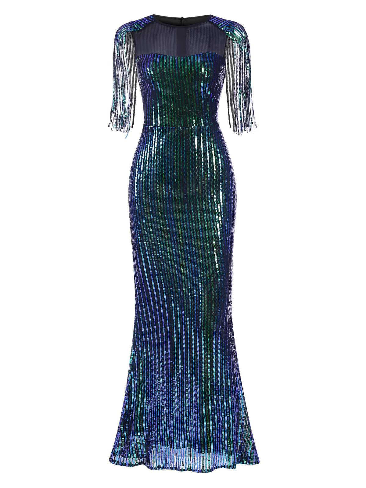 1930er Pailletten Quasten Masche Patchwork Kleid - Image 2