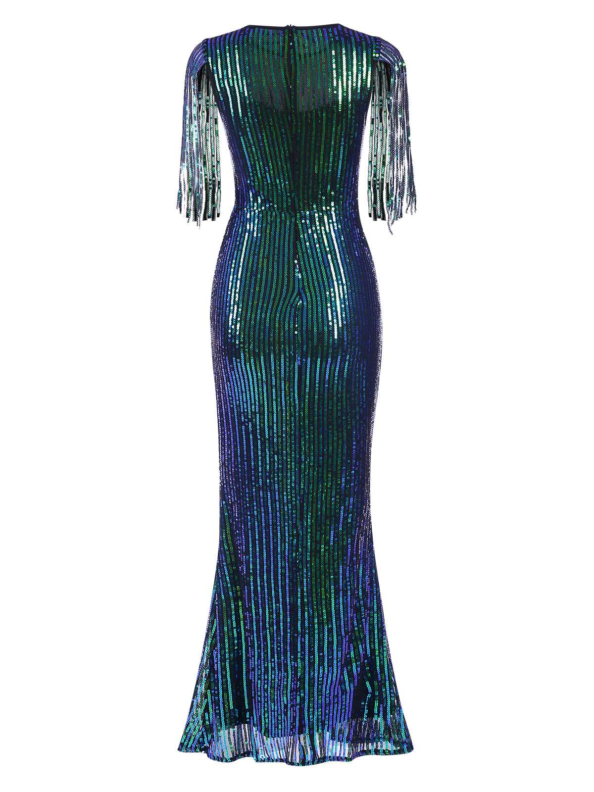 1930er Pailletten Quasten Masche Patchwork Kleid - Image 3