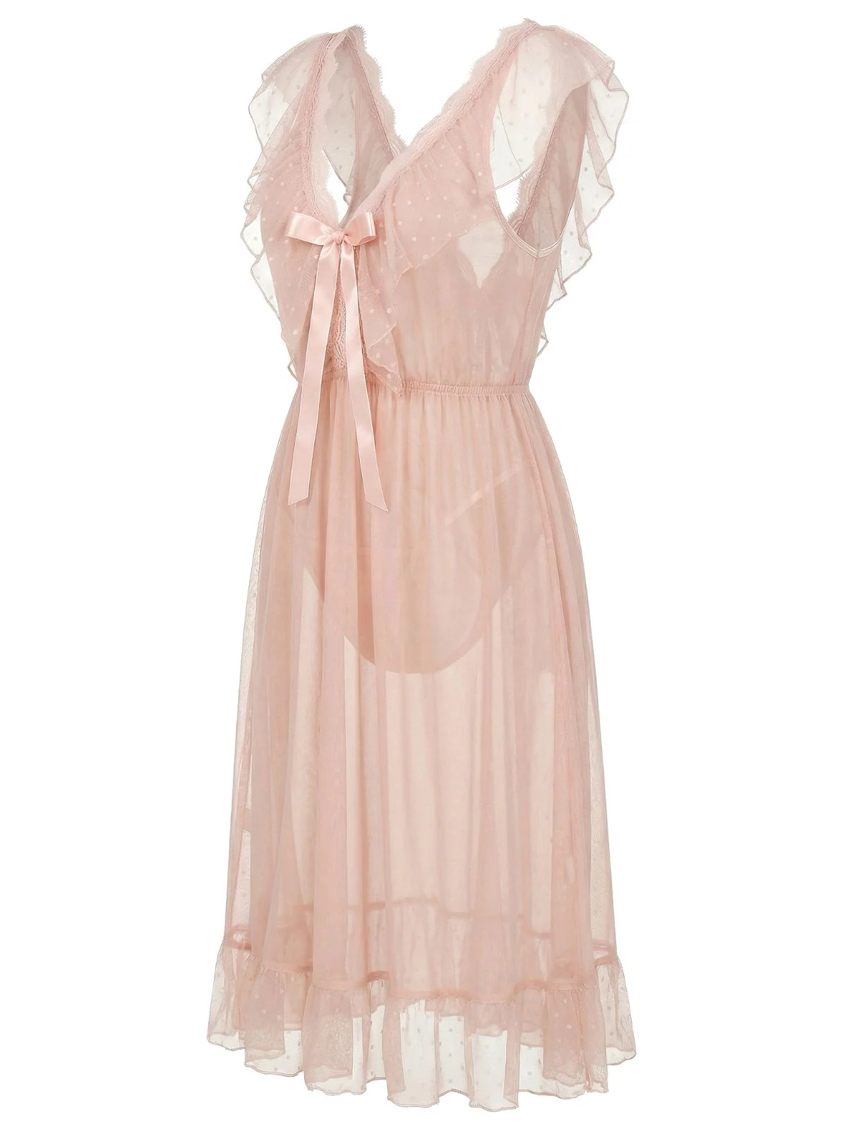 1930er Polka Dot Spaghetti Träger Netz Prinzessin Nachthemd - Image 3