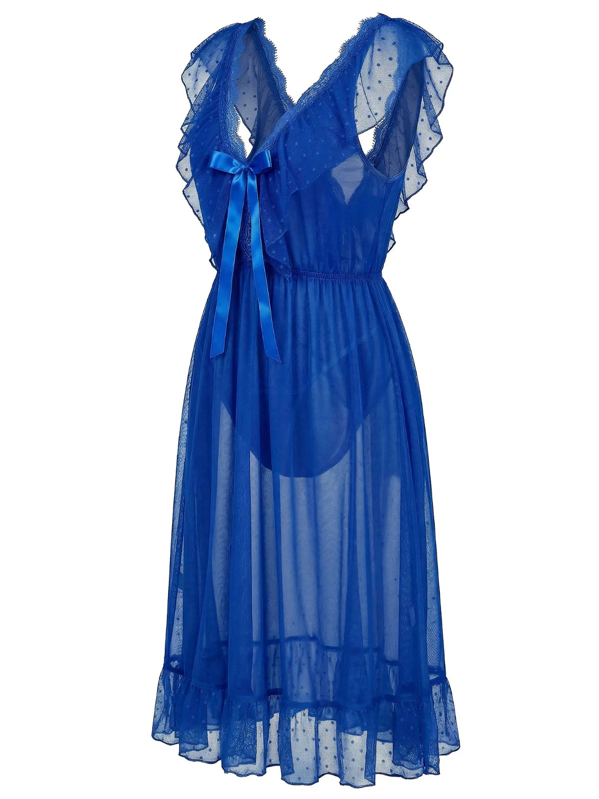 1930er Polka Dot Spaghetti Träger Netz Prinzessin Nachthemd - Image 6