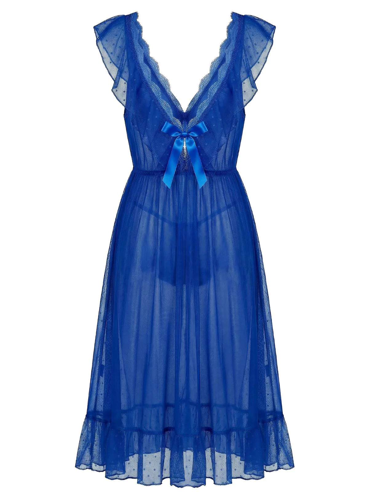 1930er Polka Dot Spaghetti Träger Netz Prinzessin Nachthemd - Image 7