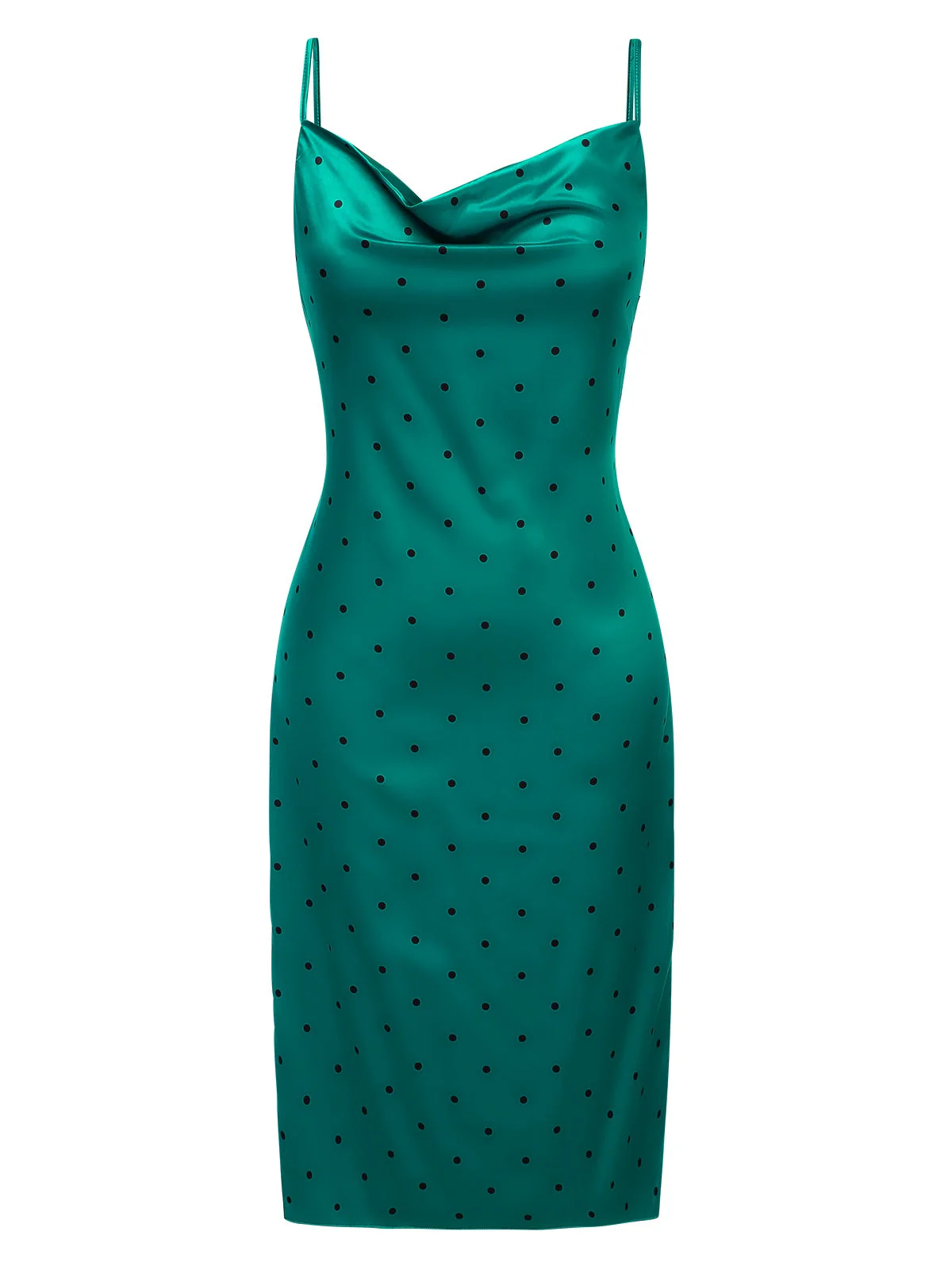 1930er Polka Dots Spaghetti Träger Satin Nachthemd - Image 7