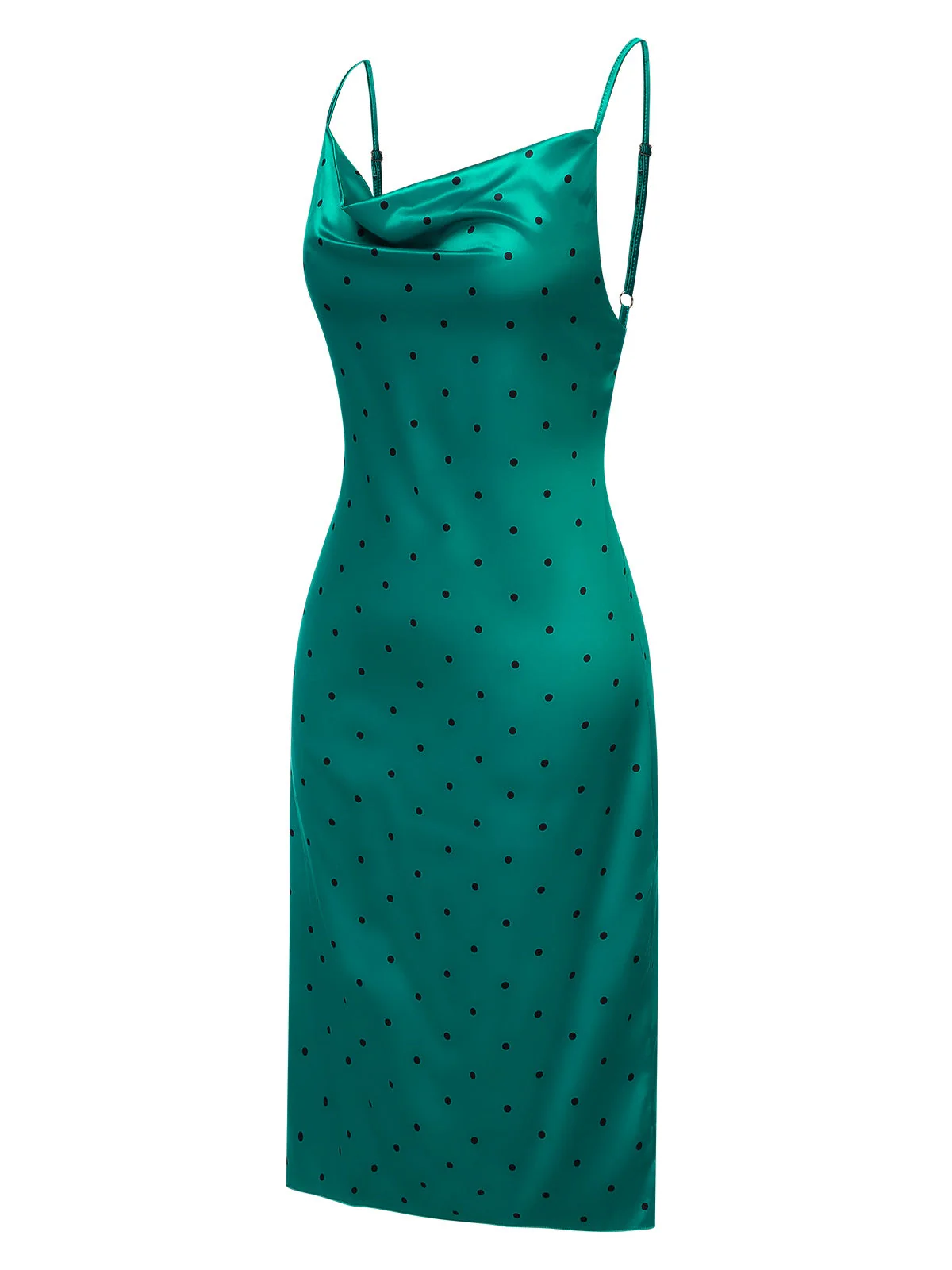 1930er Polka Dots Spaghetti Träger Satin Nachthemd - Image 8