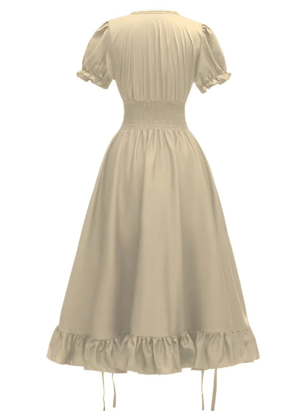 1930er Quadratischer Hals Falten Puffärmel Kleid - Image 9