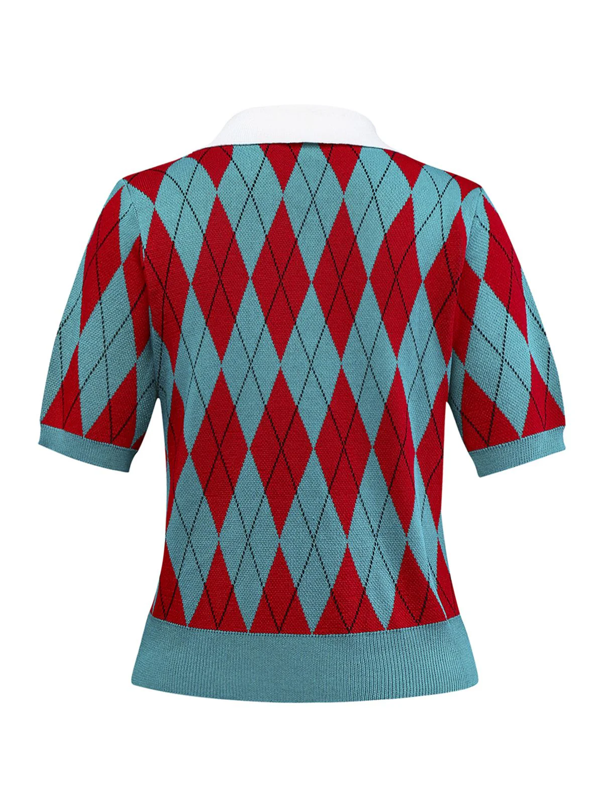 1930er Revers Farbblock Diamant Raster Pullover - Image 4