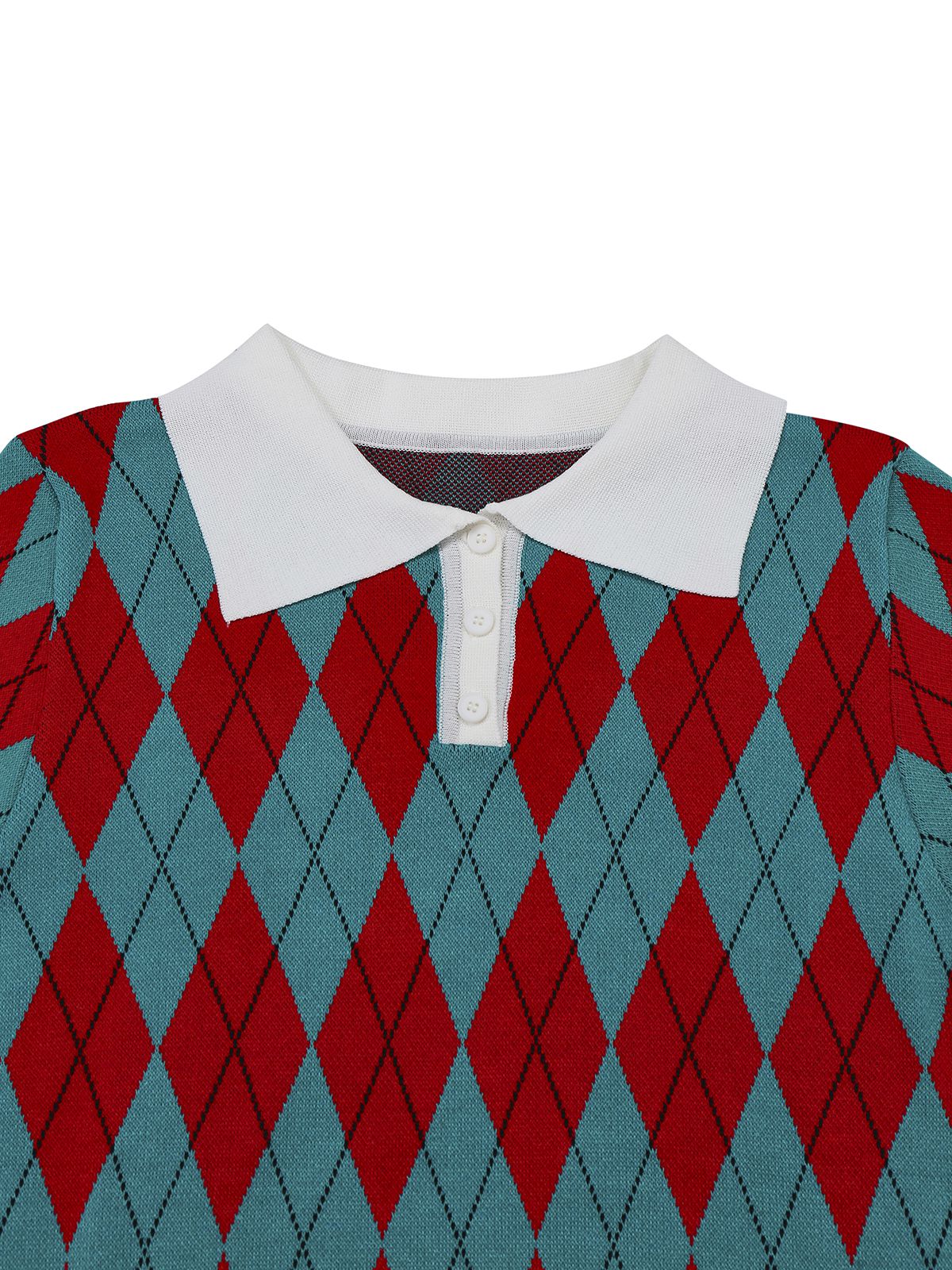1930er Revers Farbblock Diamant Raster Pullover - Image 5