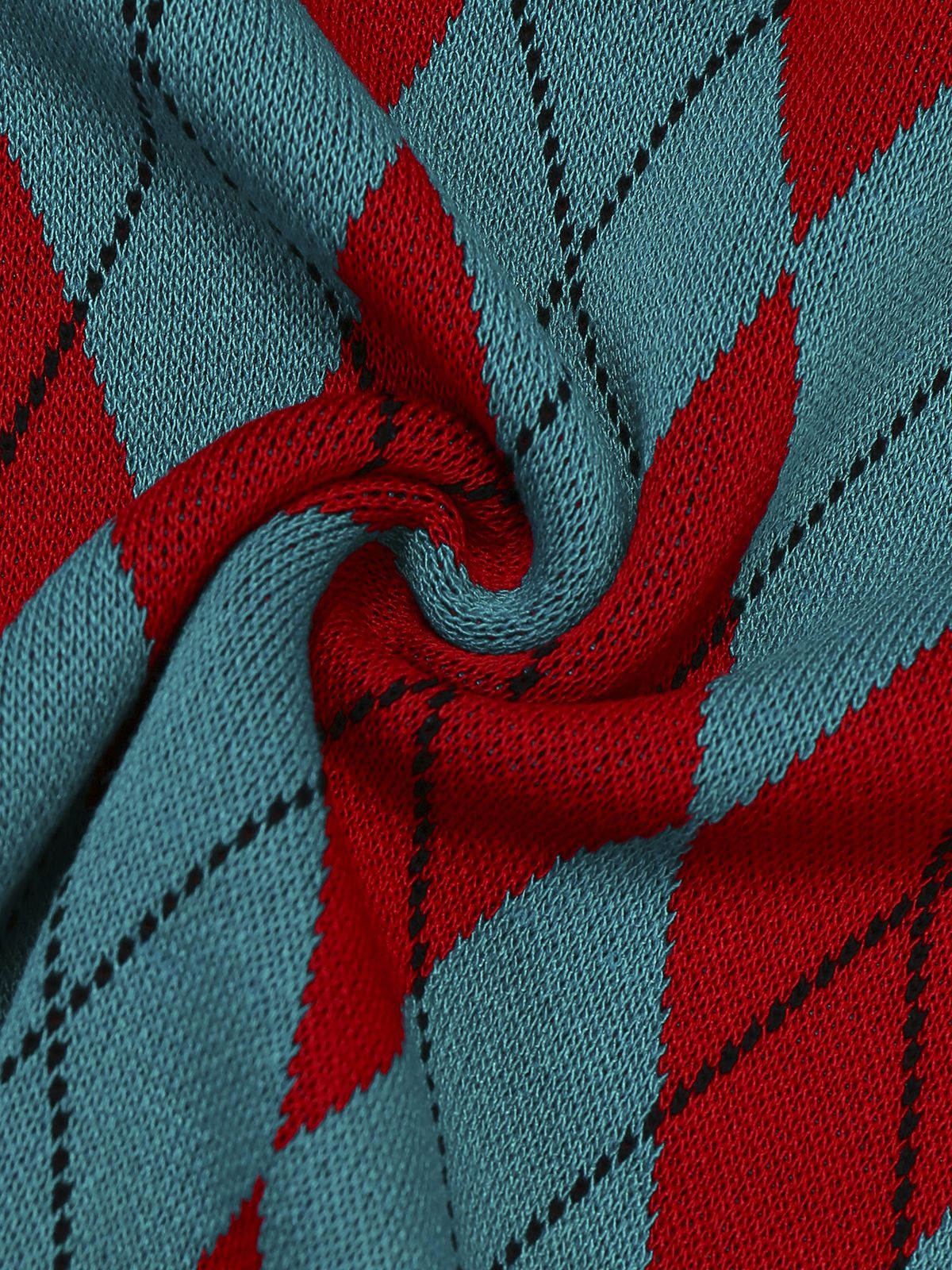 1930er Revers Farbblock Diamant Raster Pullover - Image 7