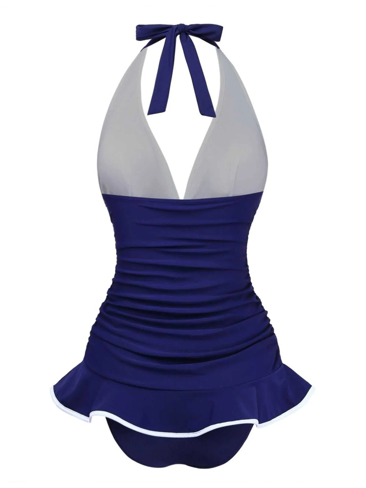 1930er Rüschen Halter Kontrast Besatz Badeanzugkleid - Image 5