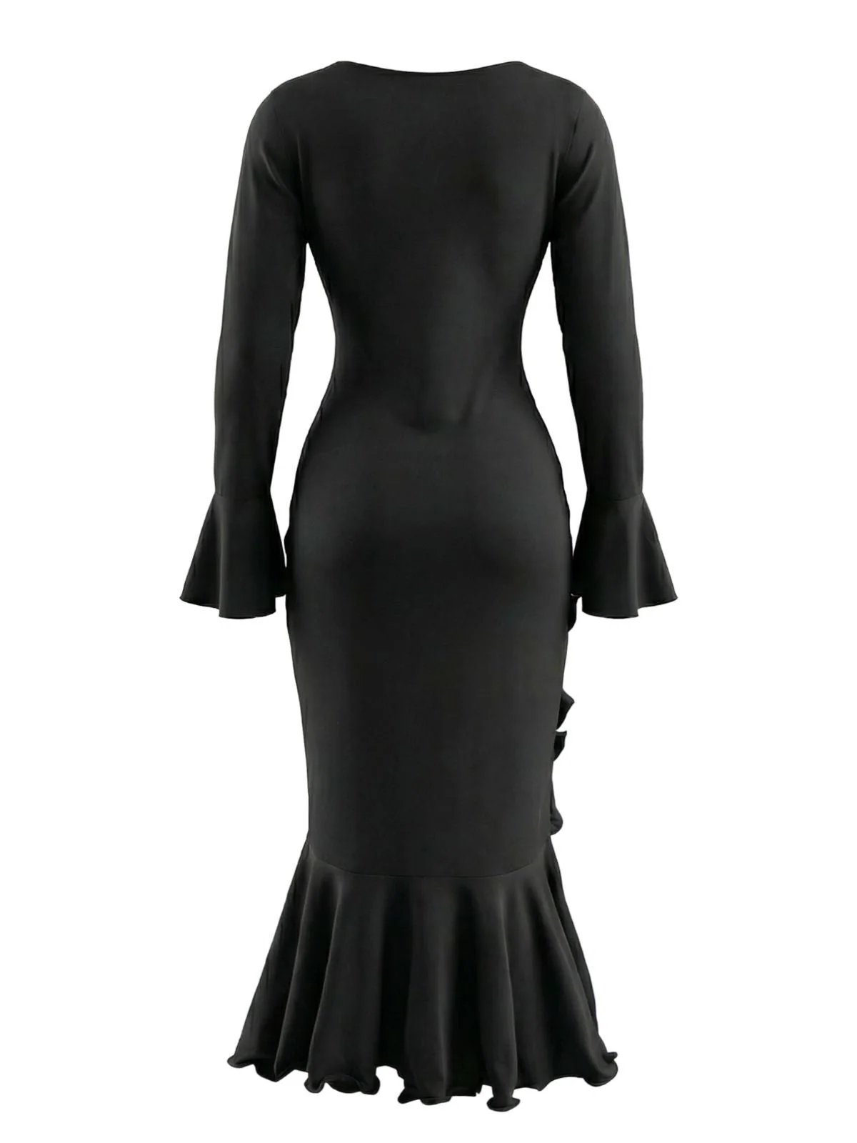 1930er Rüschen Taste Seiten Schlitz Midi Kleid - Image 9