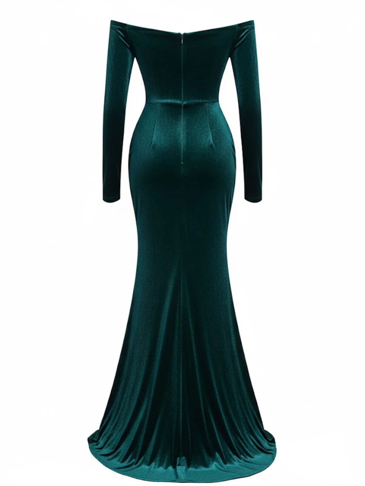 1930er Samt Schulterfrei Gerüschtes Seitenschlitz Kleid - Image 3