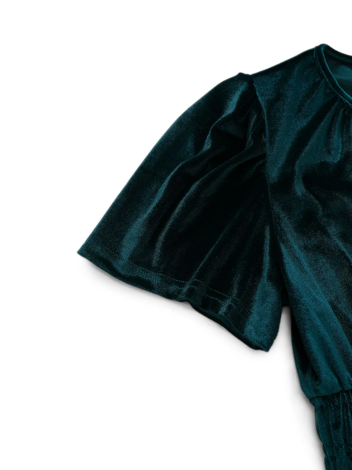1930er Samt Solide Kurzarm Maxi Kleid - Image 4
