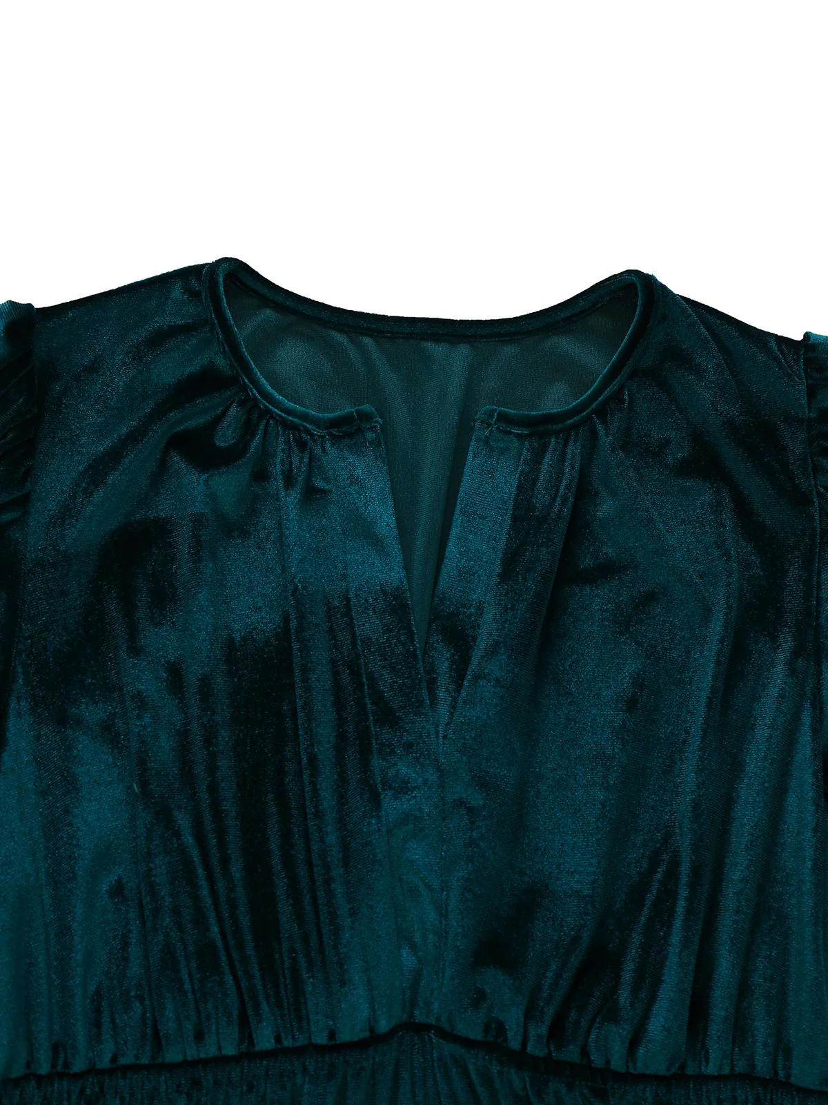 1930er Samt Solide Kurzarm Maxi Kleid - Image 5