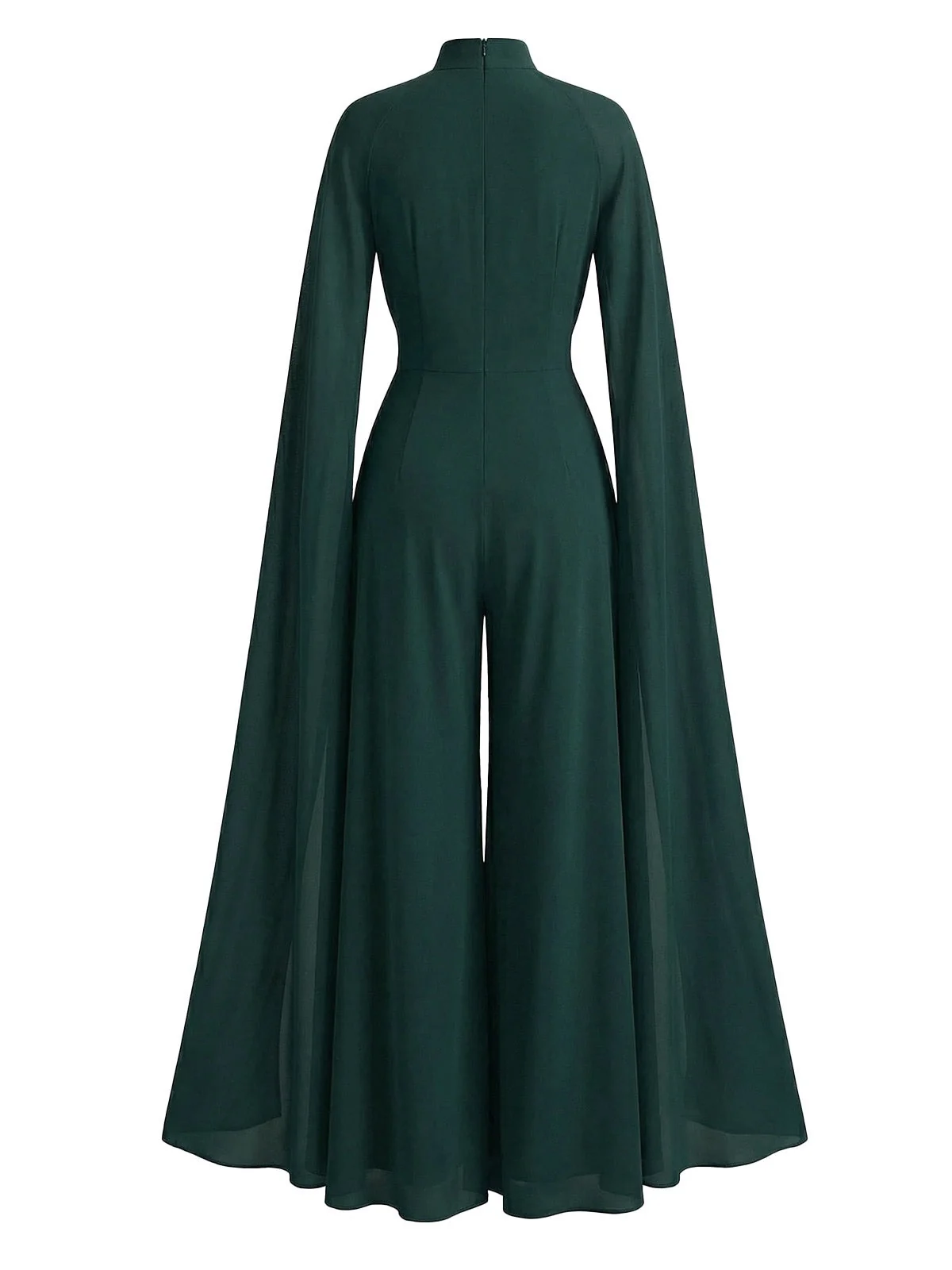 1930er Satin Langarm Rüschen Saum Gerafft Jumpsuit - Image 3