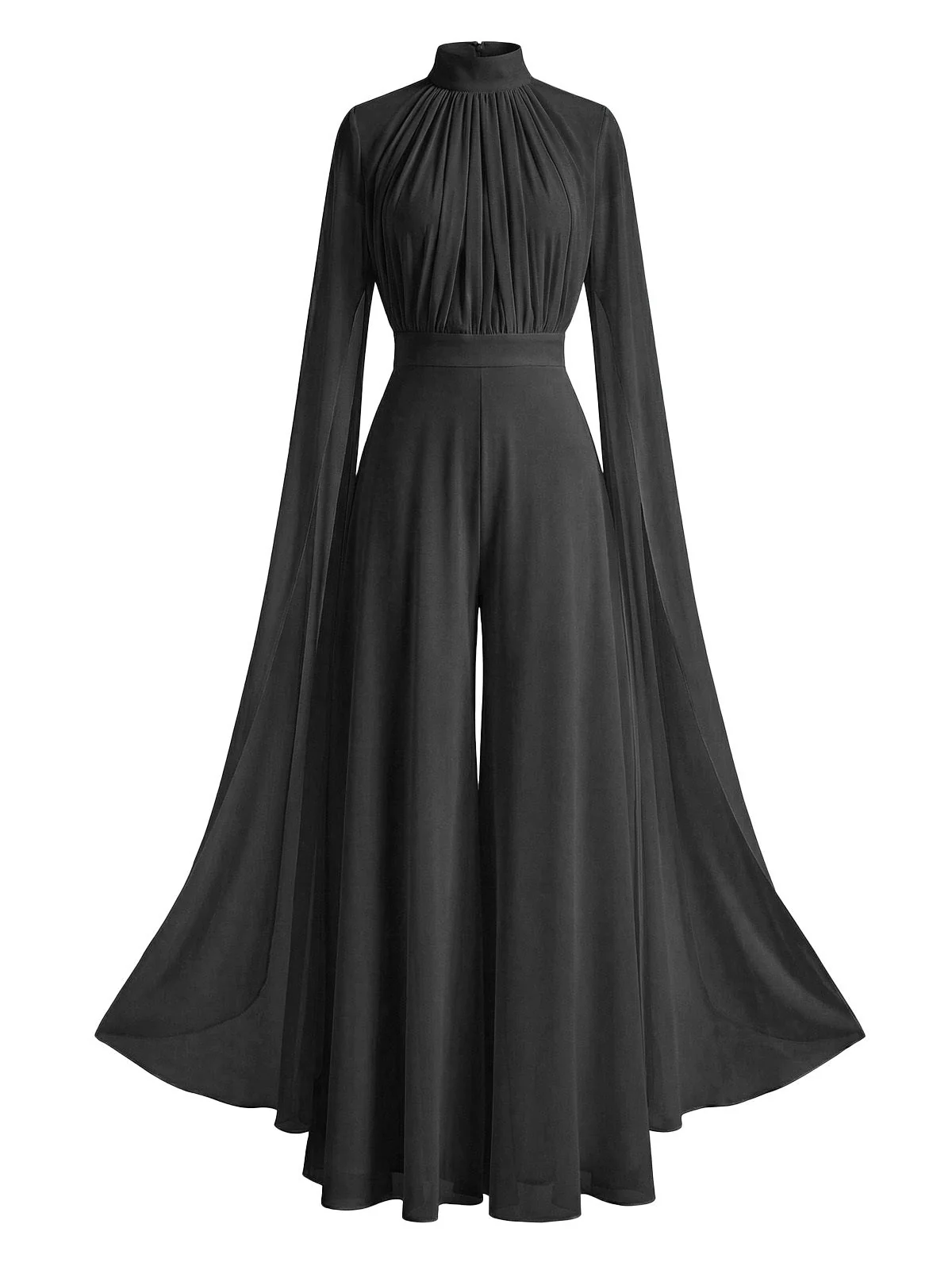 1930er Satin Langarm Rüschen Saum Gerafft Jumpsuit - Image 6