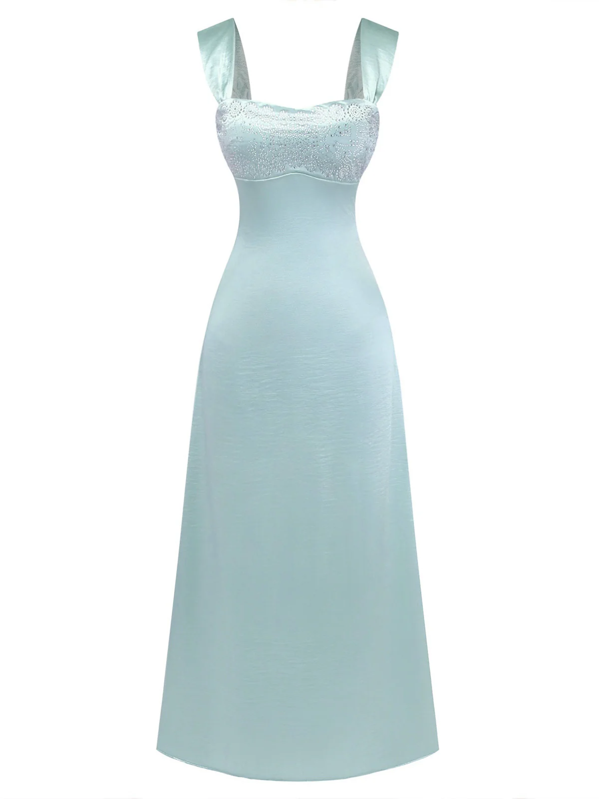 1930er Satin Strassstein Breite Träger Maxi Kleid - Image 2