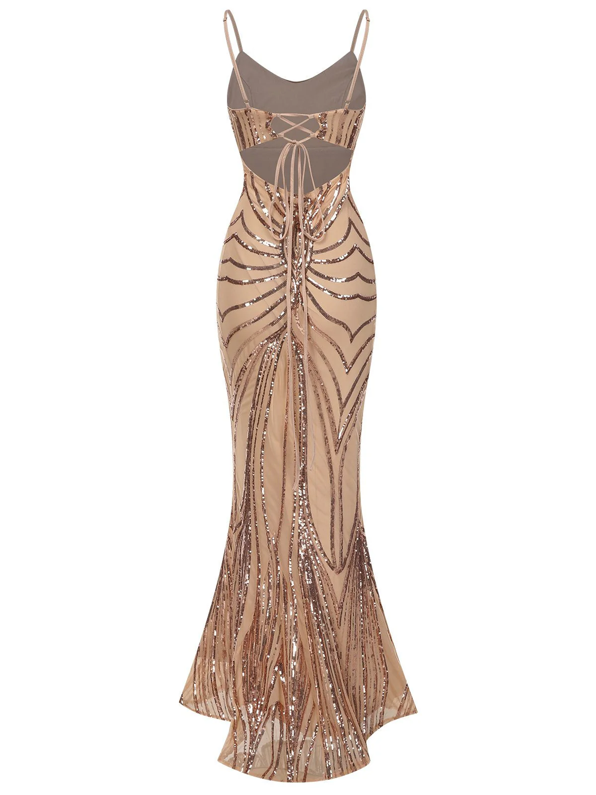 1930er Schnürung Rückenfrei Pailletten Maxi Kleid - Image 15