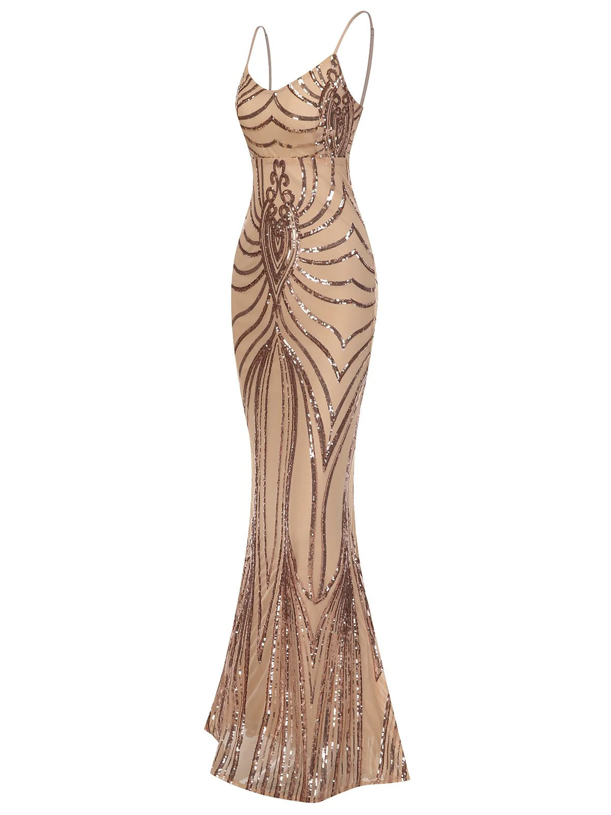 1930er Schnürung Rückenfrei Pailletten Maxi Kleid - Image 16