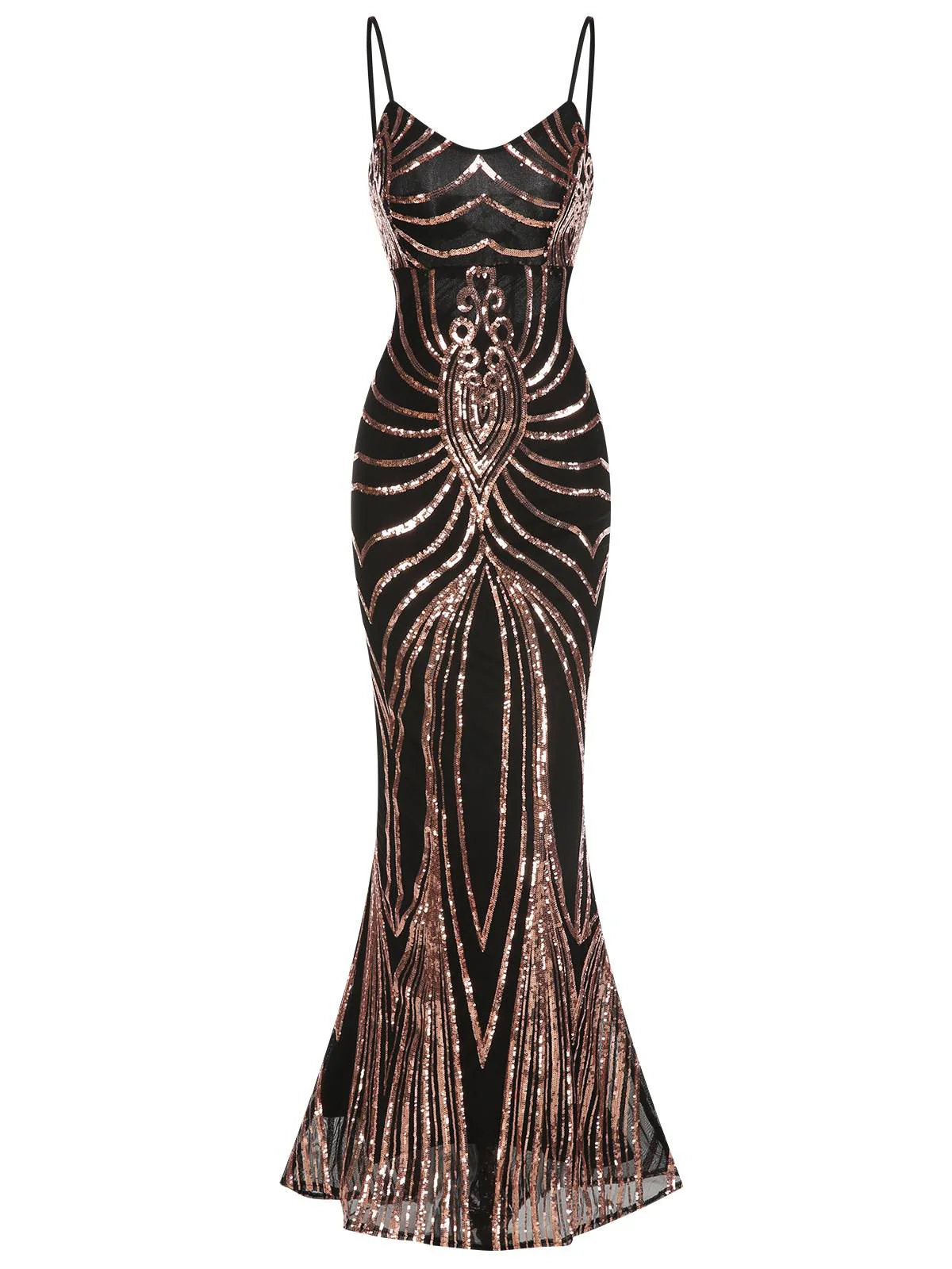 1930er Schnürung Rückenfrei Pailletten Maxi Kleid - Image 2