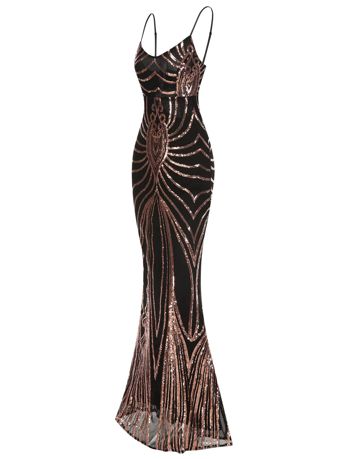 1930er Schnürung Rückenfrei Pailletten Maxi Kleid - Image 4