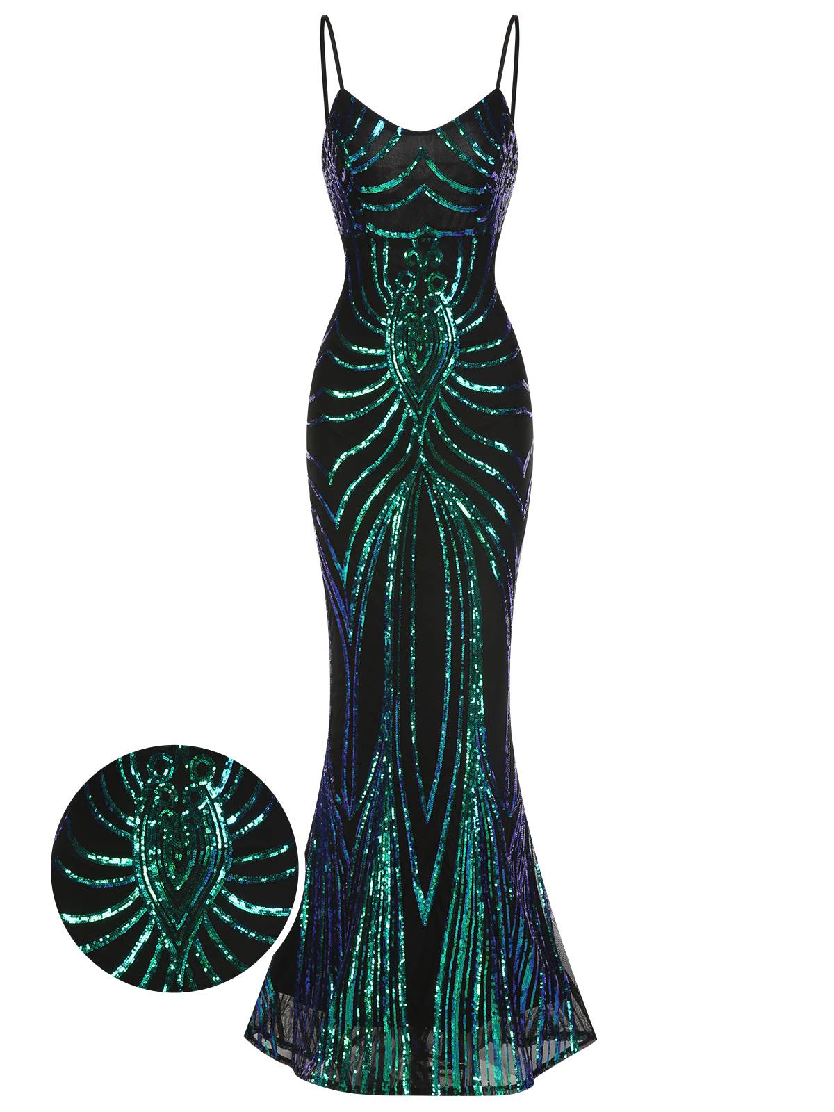 1930er Schnürung Rückenfrei Pailletten Maxi Kleid - Image 7