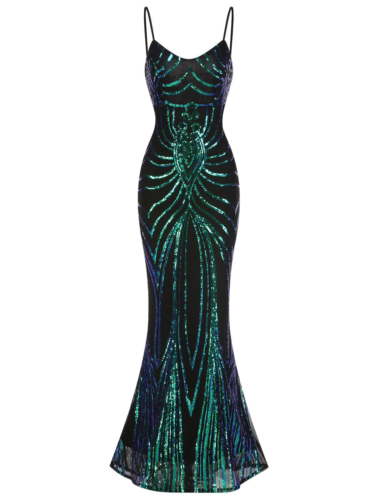 1930er Schnürung Rückenfrei Pailletten Maxi Kleid - Image 8