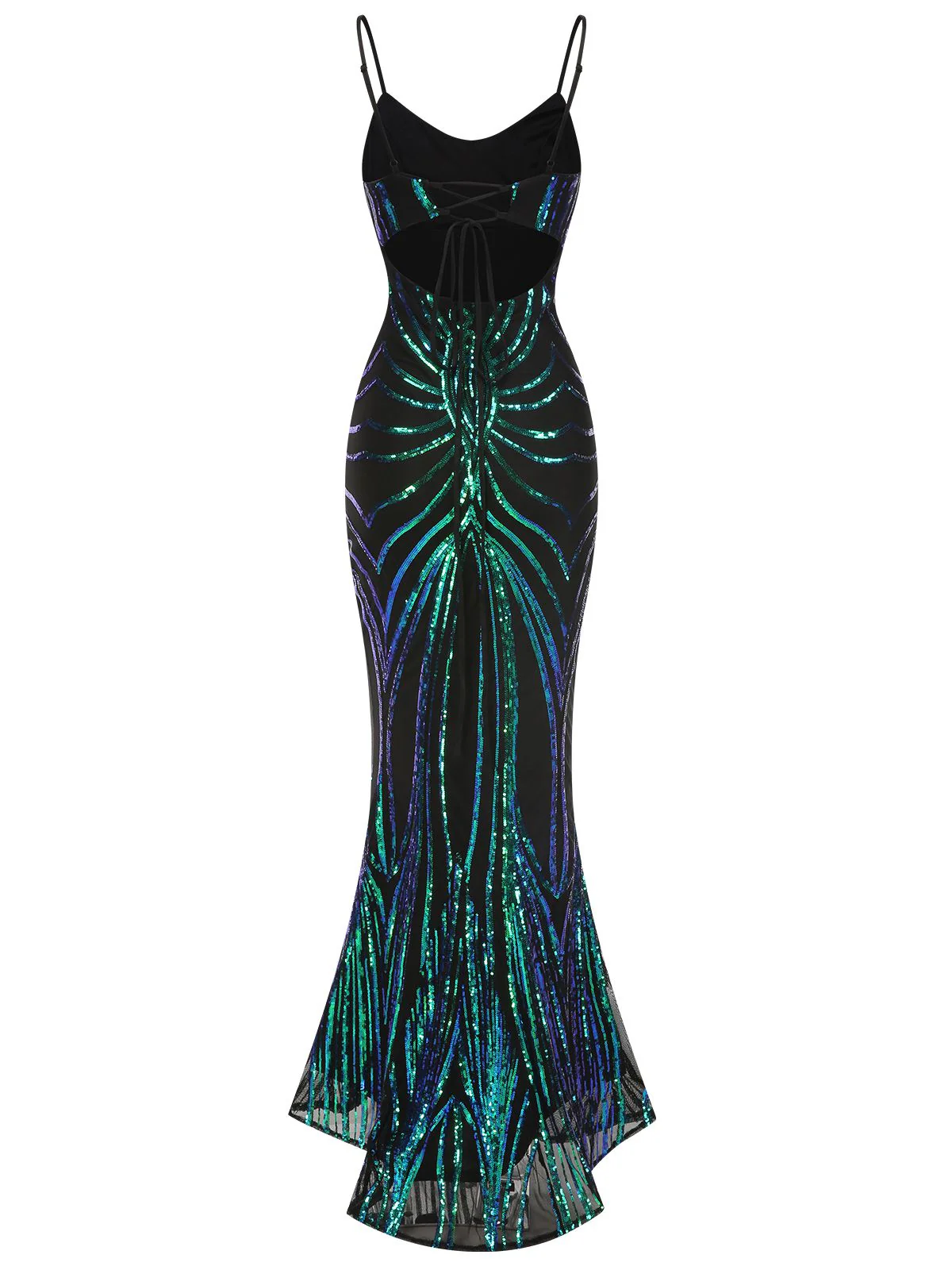 1930er Schnürung Rückenfrei Pailletten Maxi Kleid - Image 9