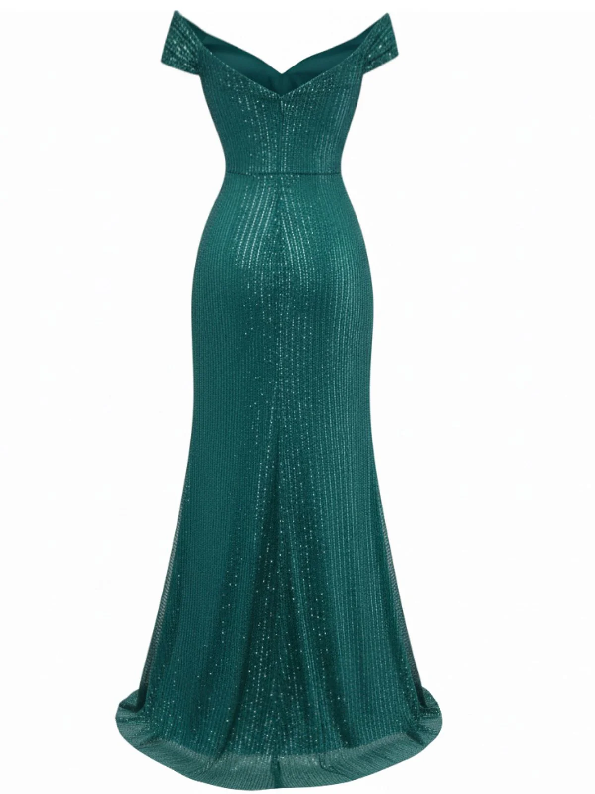 1930er Schulterfrei Glitzer Schlitz Maxi Kleid - Image 4