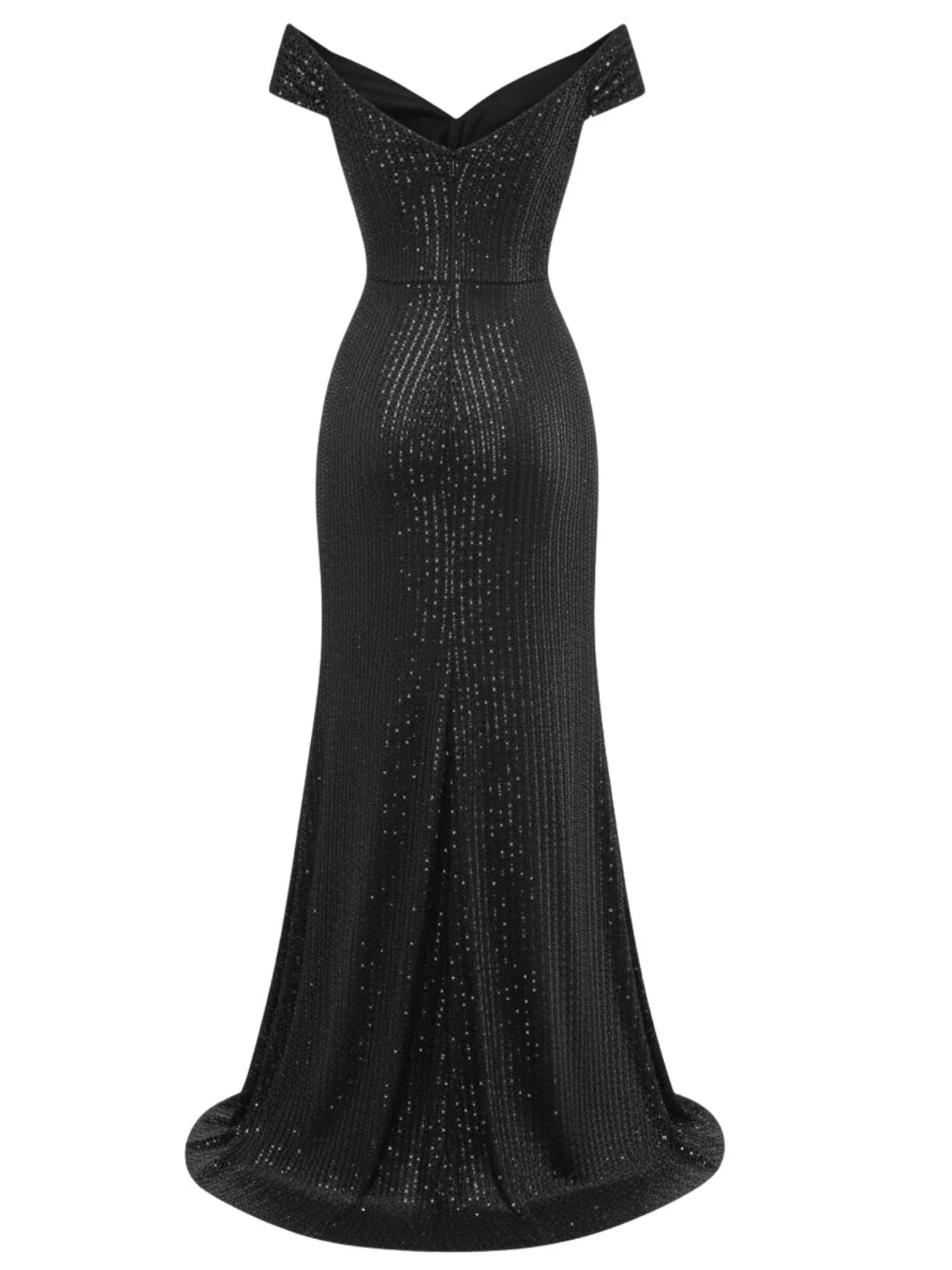 1930er Schulterfrei Glitzer Schlitz Maxi Kleid - Image 9