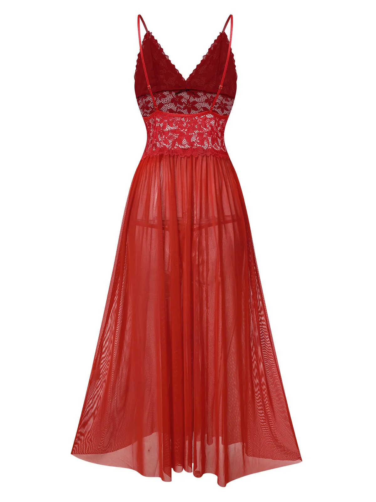 1930er Sheer Spitzen Spaghetti Träger Nachthemde - Image 11
