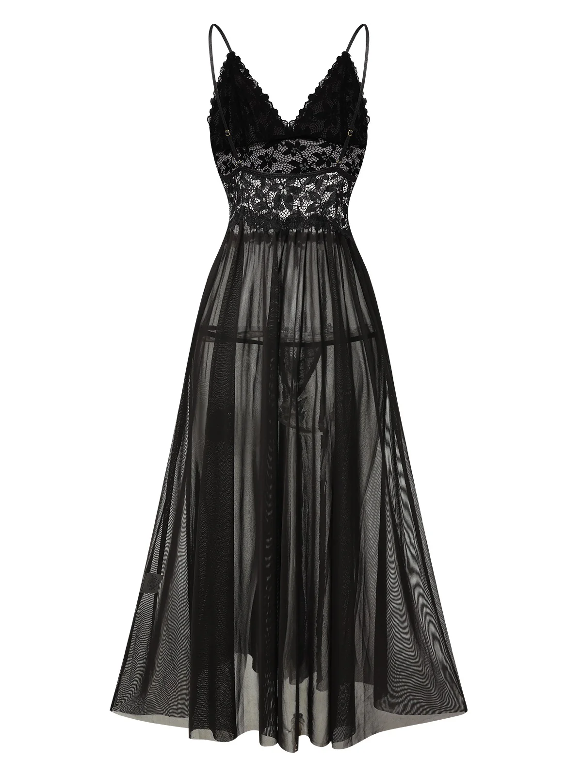 1930er Sheer Spitzen Spaghetti Träger Nachthemde - Image 4