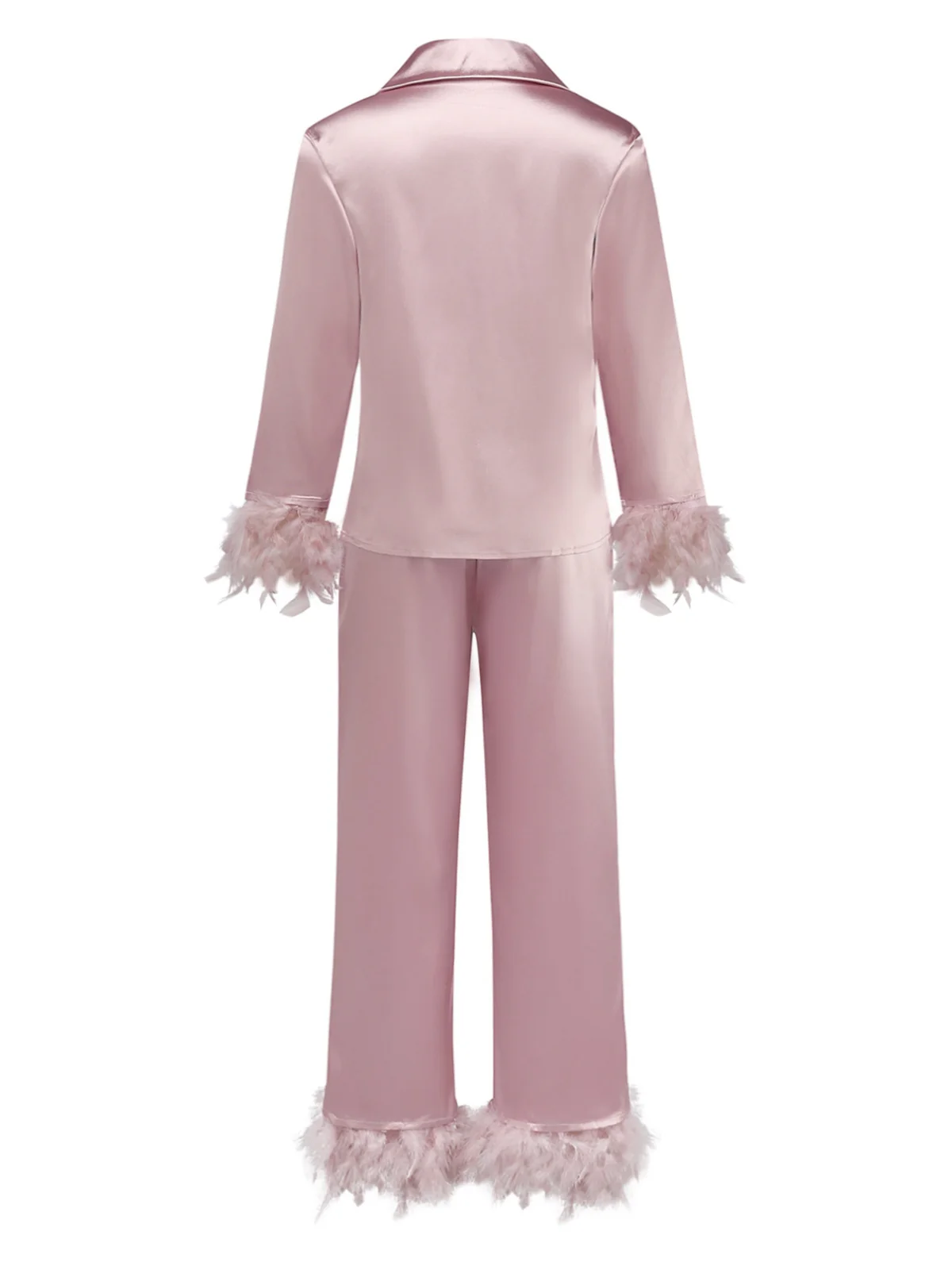 1930er Solide Federbesatz Satin Pyjama Set - Image 3