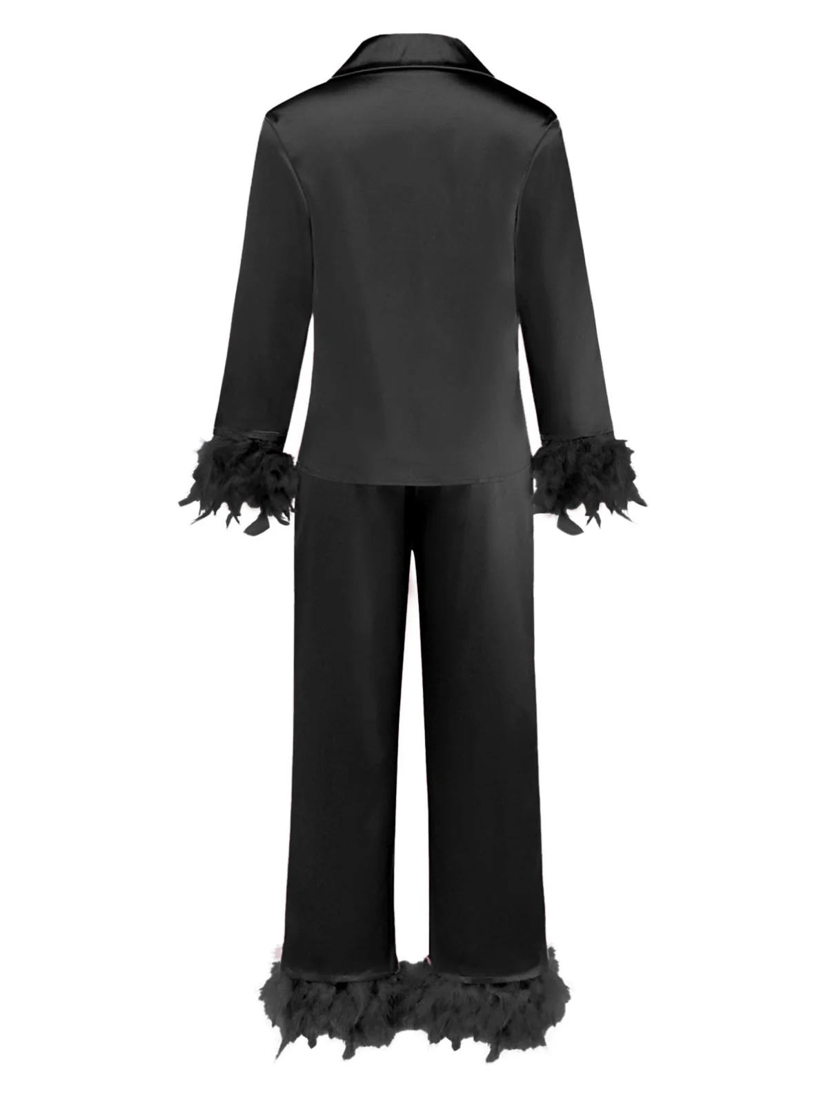 1930er Solide Federbesatz Satin Pyjama Set - Image 8