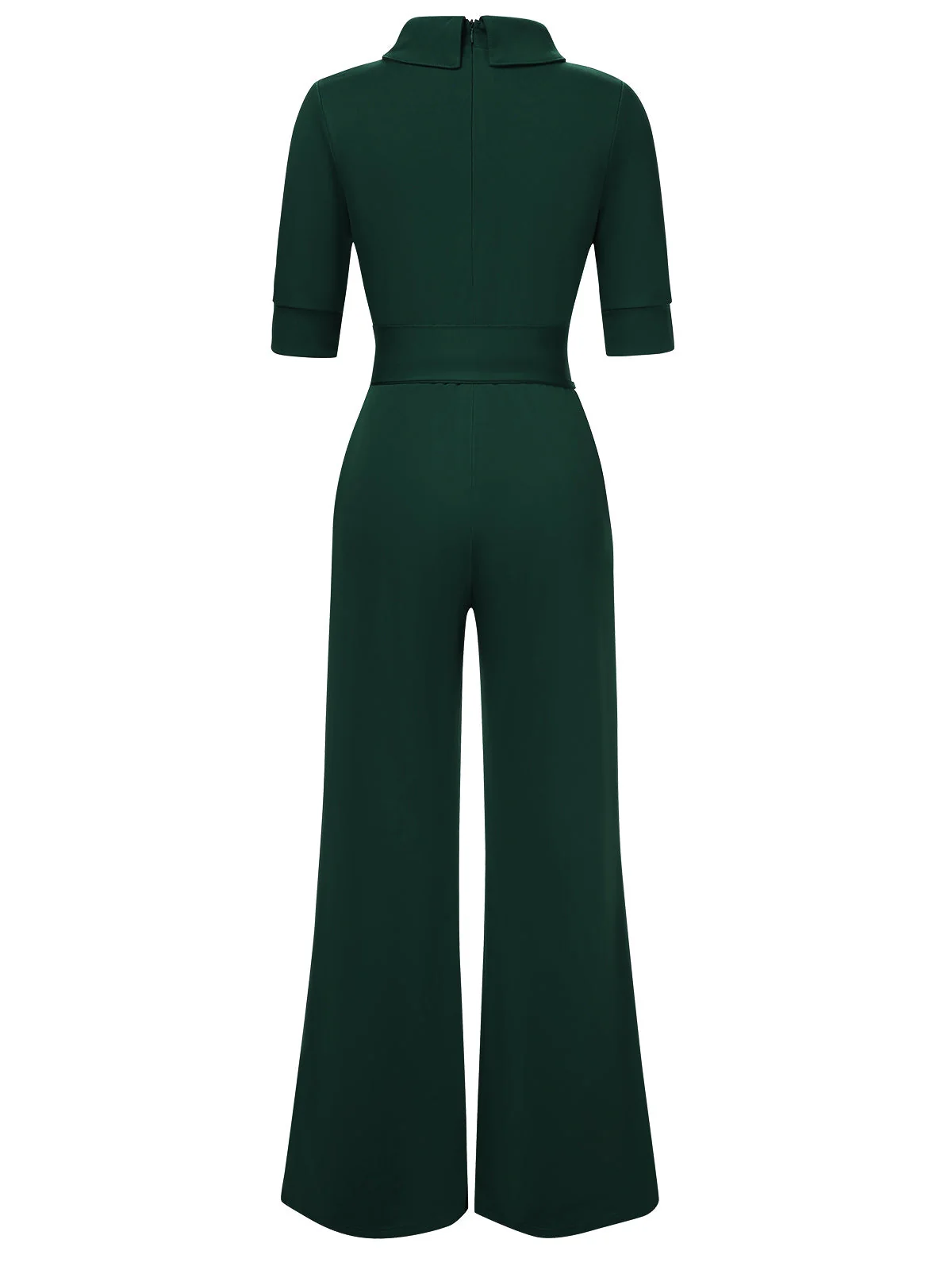 1930er Solide Gerollter Kragen Mit Gürtel Jumpsuit - Image 3