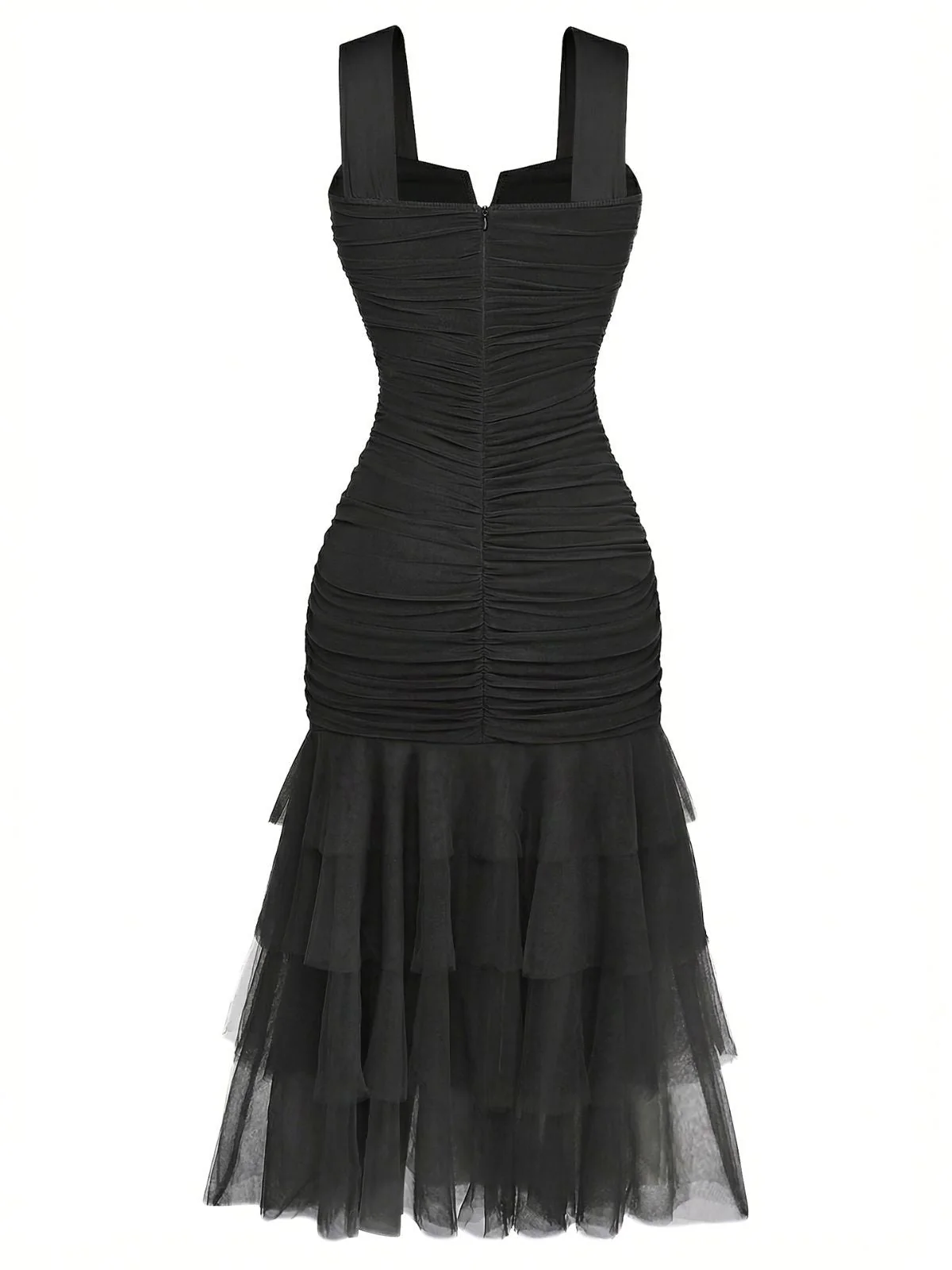 1930er Solide Netz Patchwork Gerafft Enges Kleid - Image 9