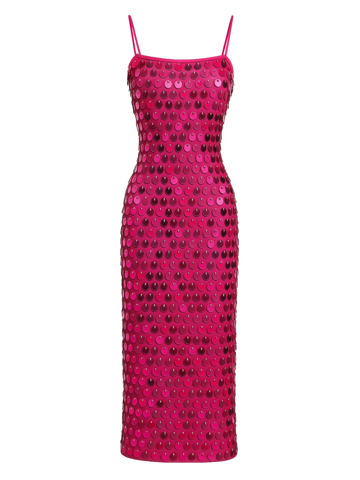 1930er Solide Pailletten Rücken Schlitz Spaghetti Träger Kleid - Image 5