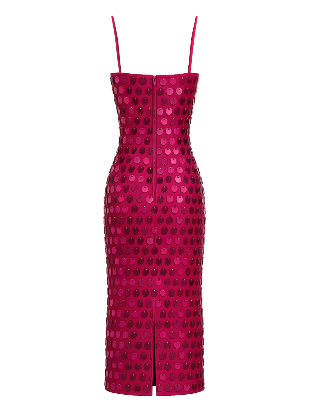 1930er Solide Pailletten Rücken Schlitz Spaghetti Träger Kleid - Image 6