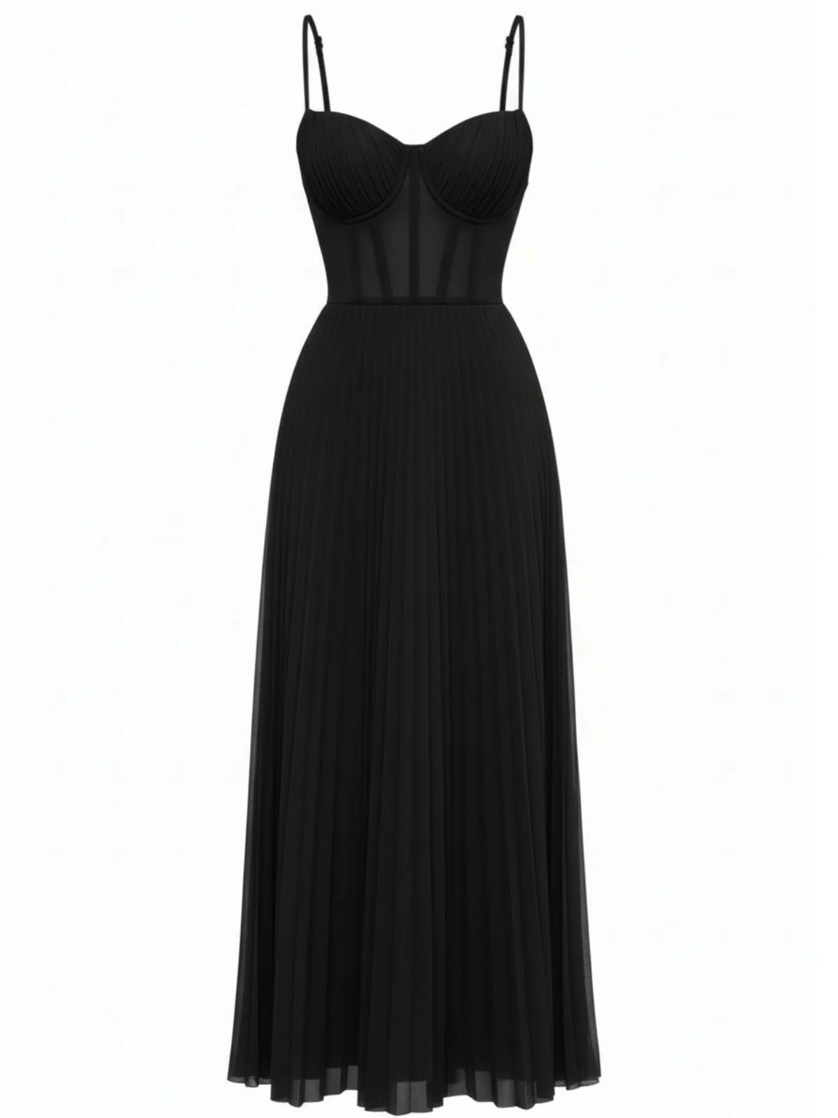 1930er Solide Plissiertes Riemchen Abend Kleid - Image 7