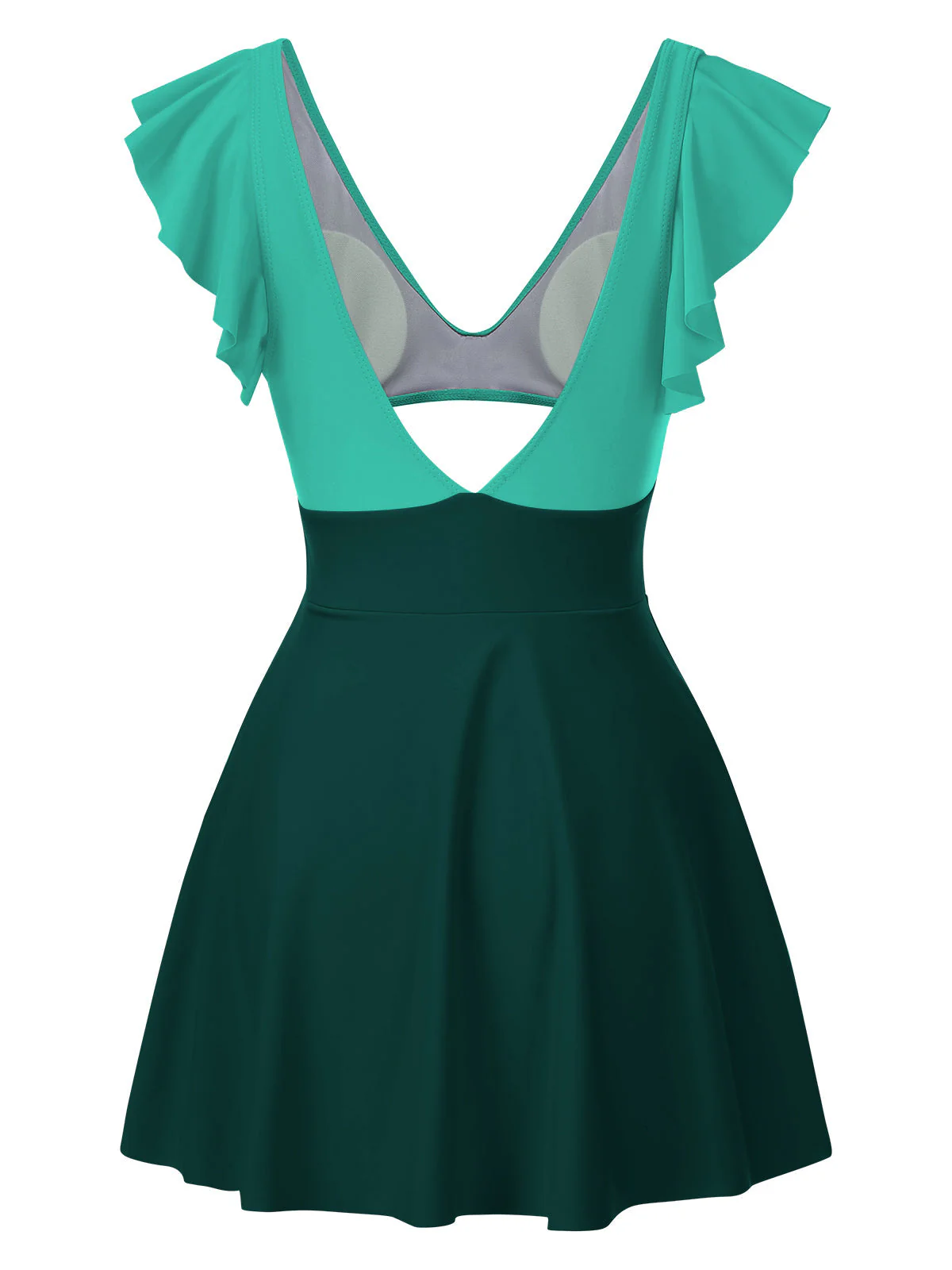 1930er Solide Rüschen Hohl Patchwork Badekleid - Image 9