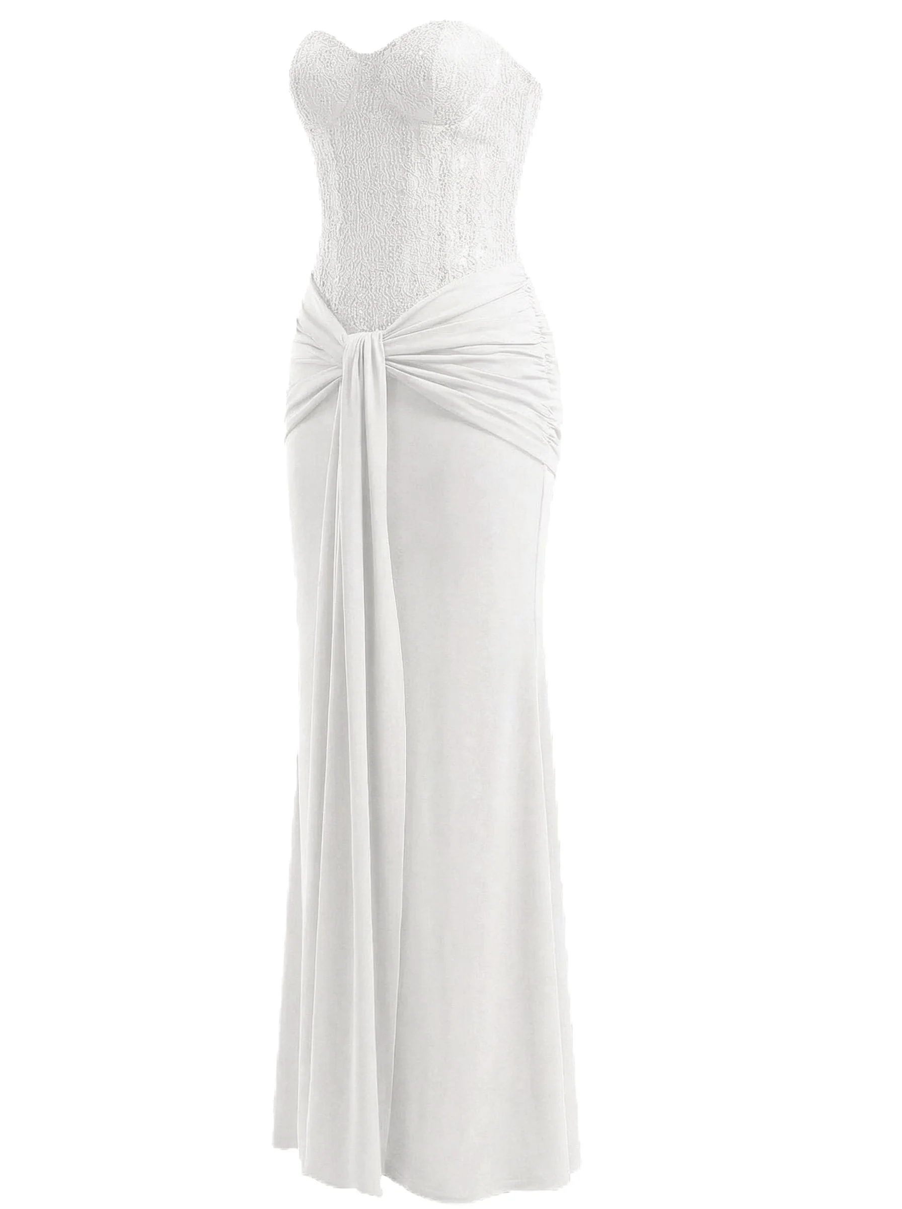 1930er Solide Schnürung Trägerlos Maxi Kleid - Image 13