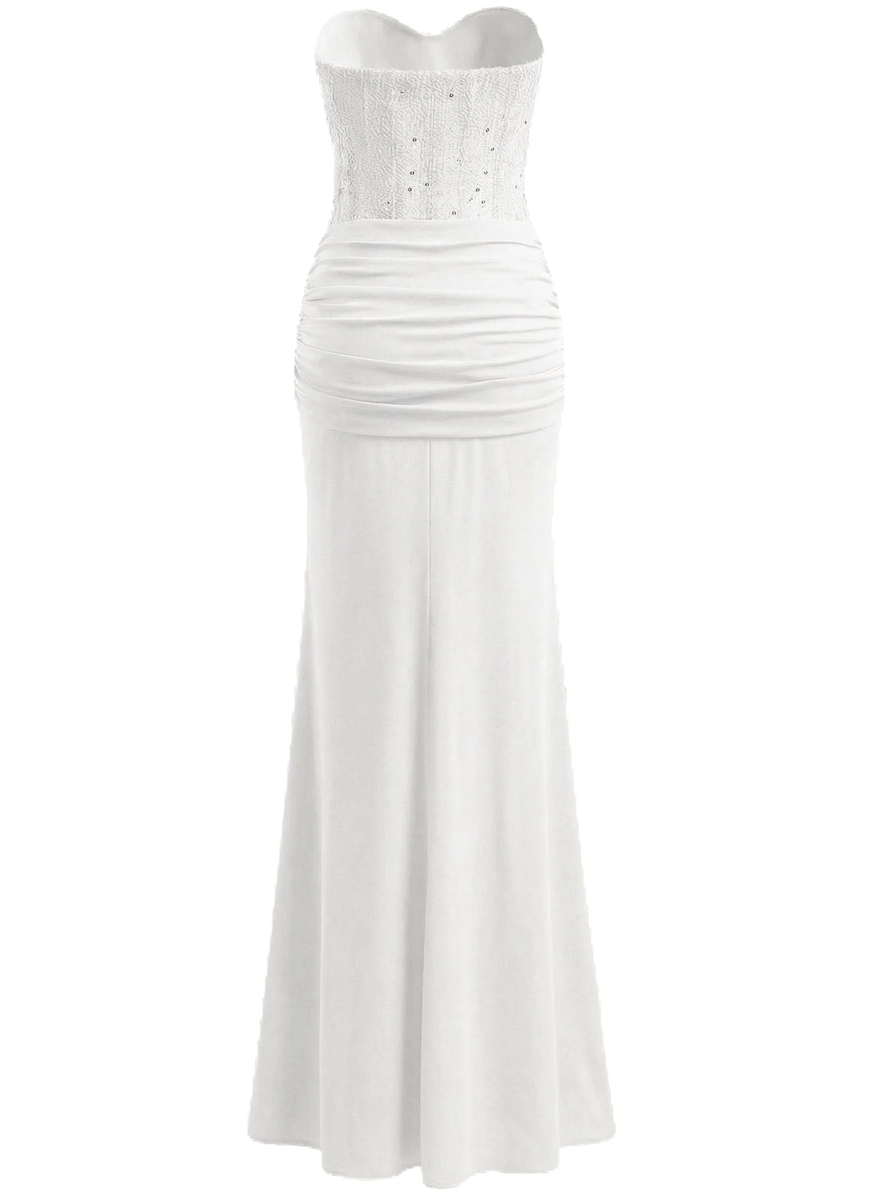 1930er Solide Schnürung Trägerlos Maxi Kleid - Image 14